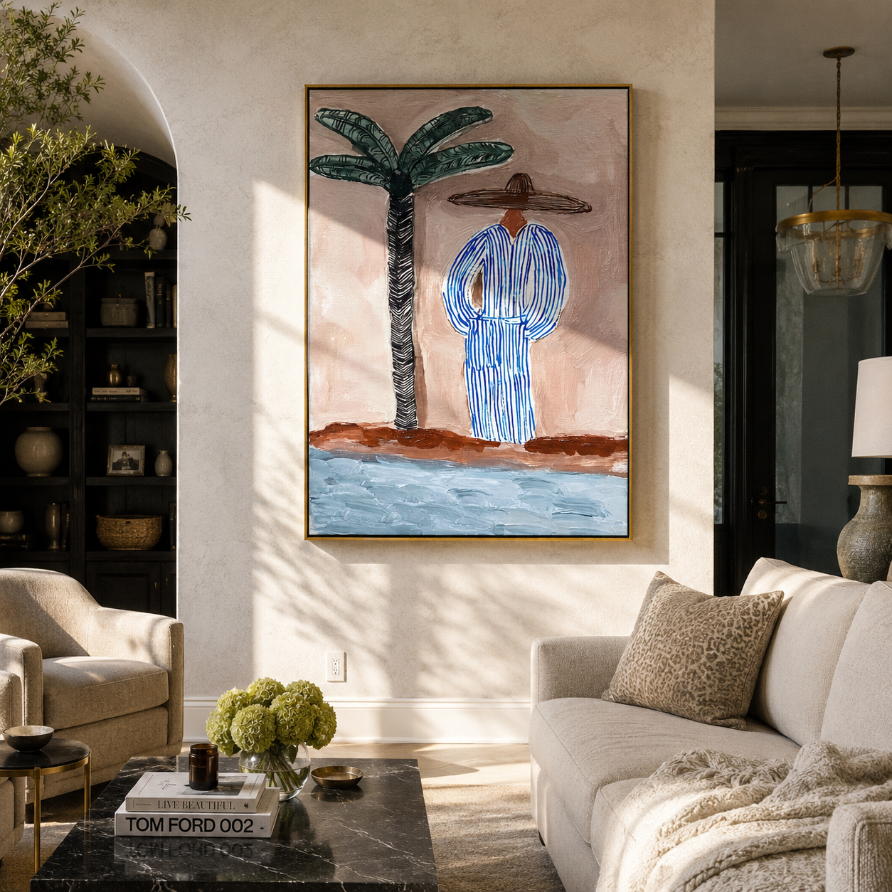 Blue Stripes Meet Shore displayed as a modern room focal point