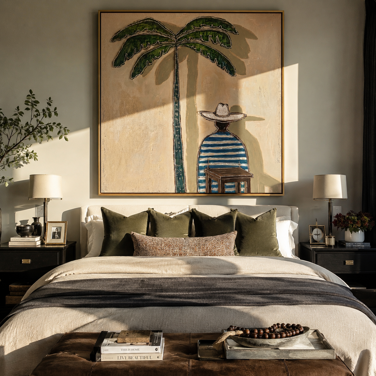 Palm Shade at Noon displayed in a warm contemporary interior