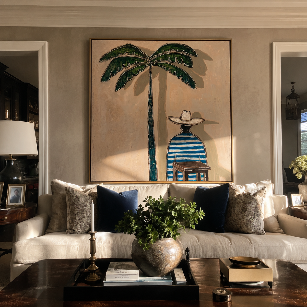 Palm Shade at Noon styled in a layered residential interior