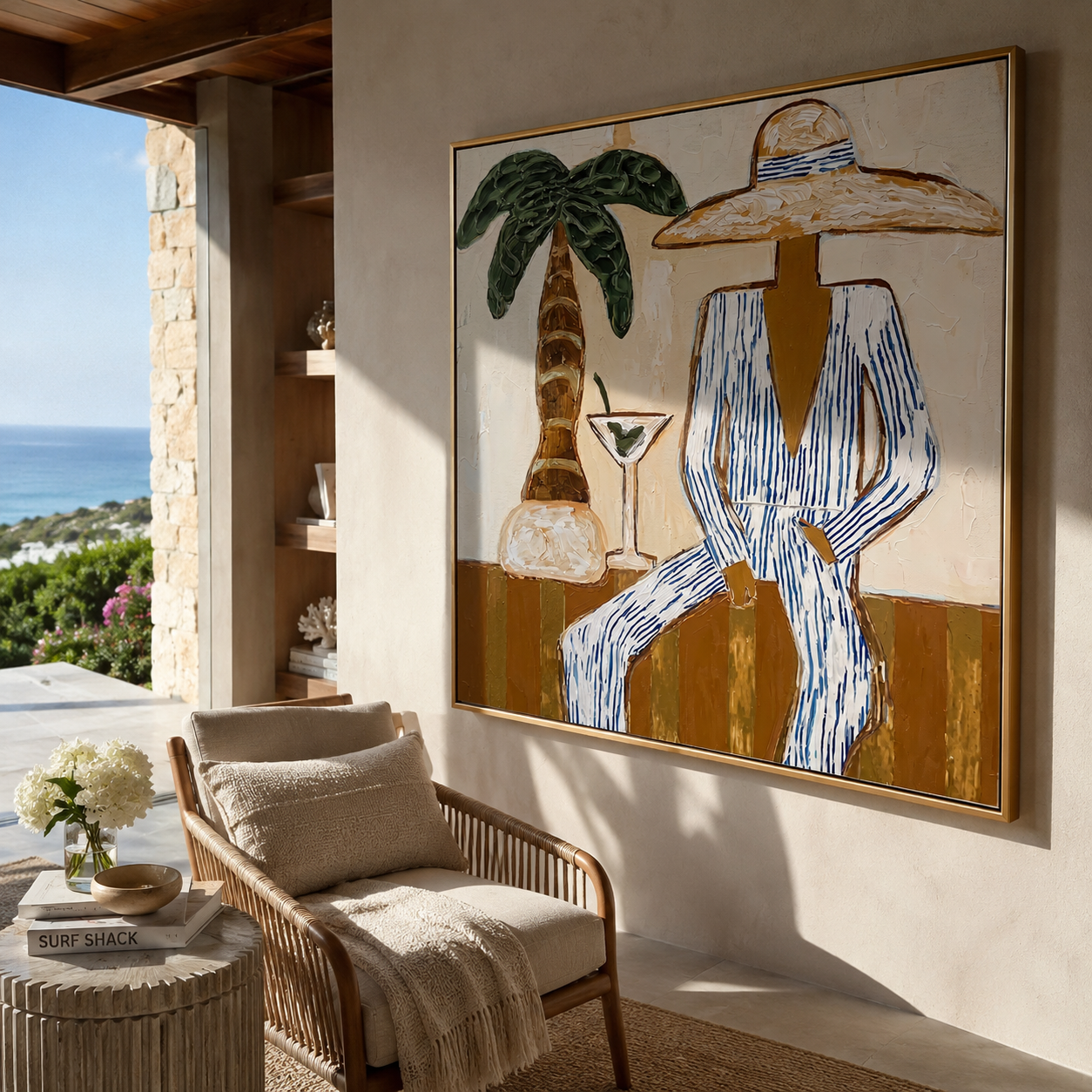 Martini Shade Holds Gaze styled with neutral modern furnishings