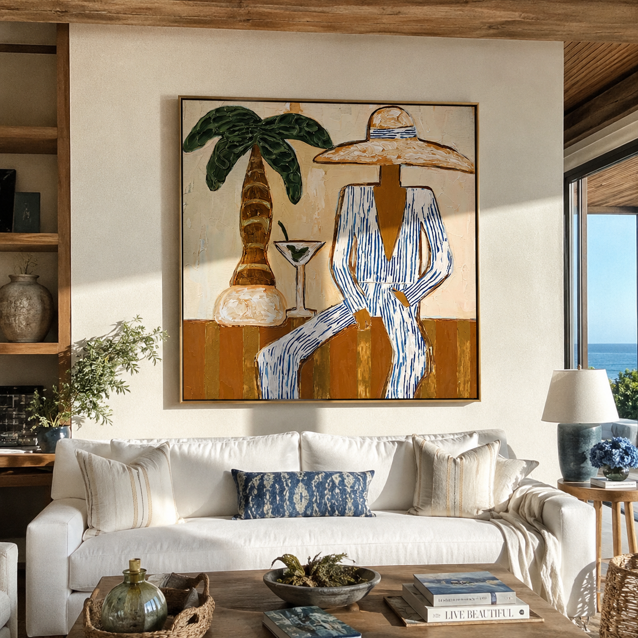 Martini Shade Holds Gaze presented above a contemporary console