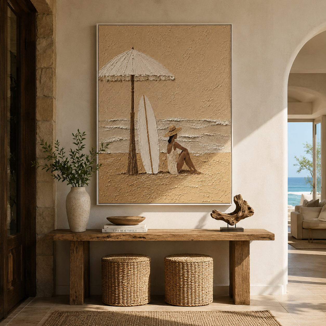 White Umbrella Guards Tide displayed in a warm contemporary interior