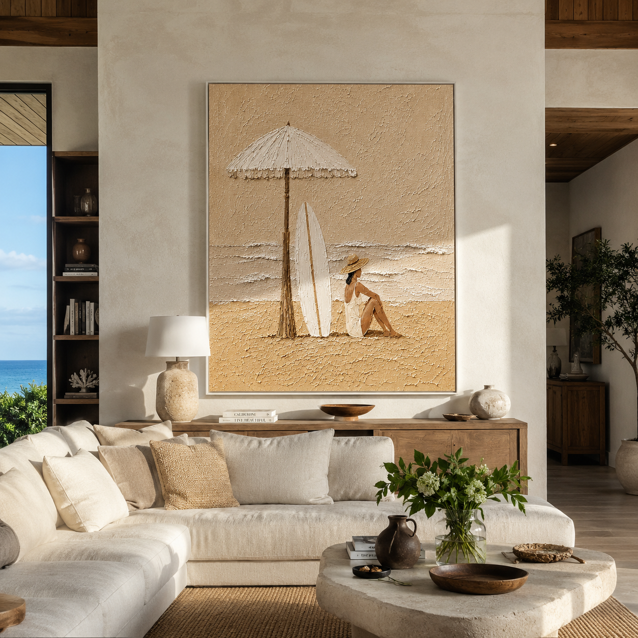 White Umbrella Guards Tide presented above a contemporary console