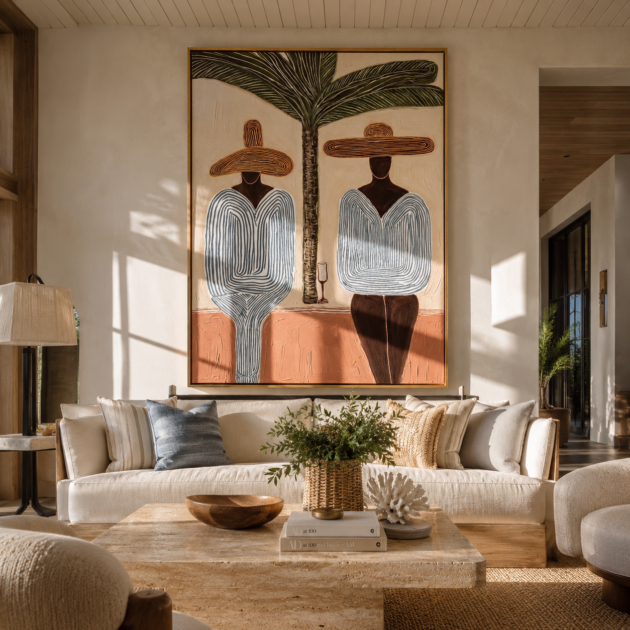 Two Silhouettes Share Shade displayed as a modern room focal point