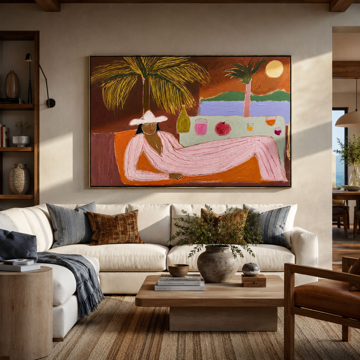 Pink Hours beyond Bar displayed in a warm contemporary interior