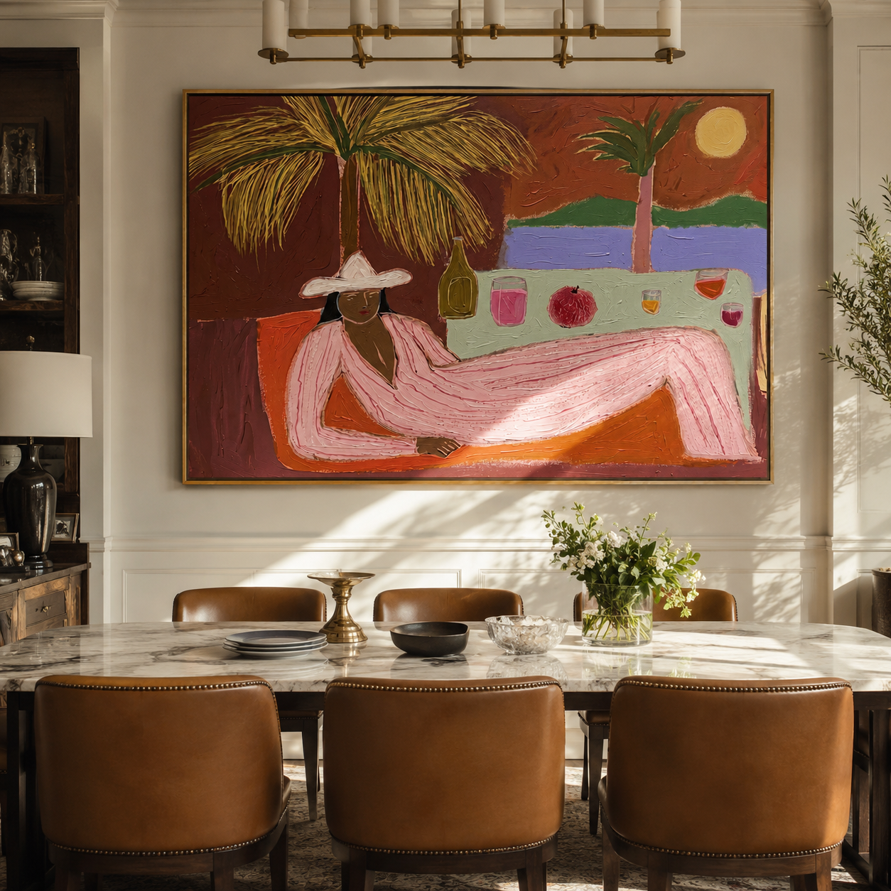 Pink Hours beyond Bar presented above a contemporary console