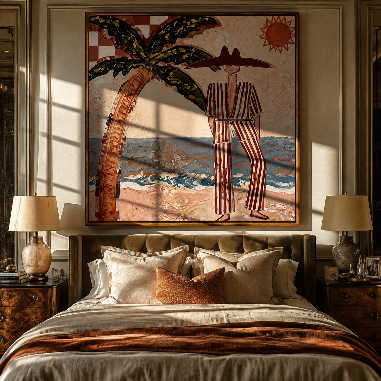 Striped Sun Faces Surf displayed as a modern room focal point