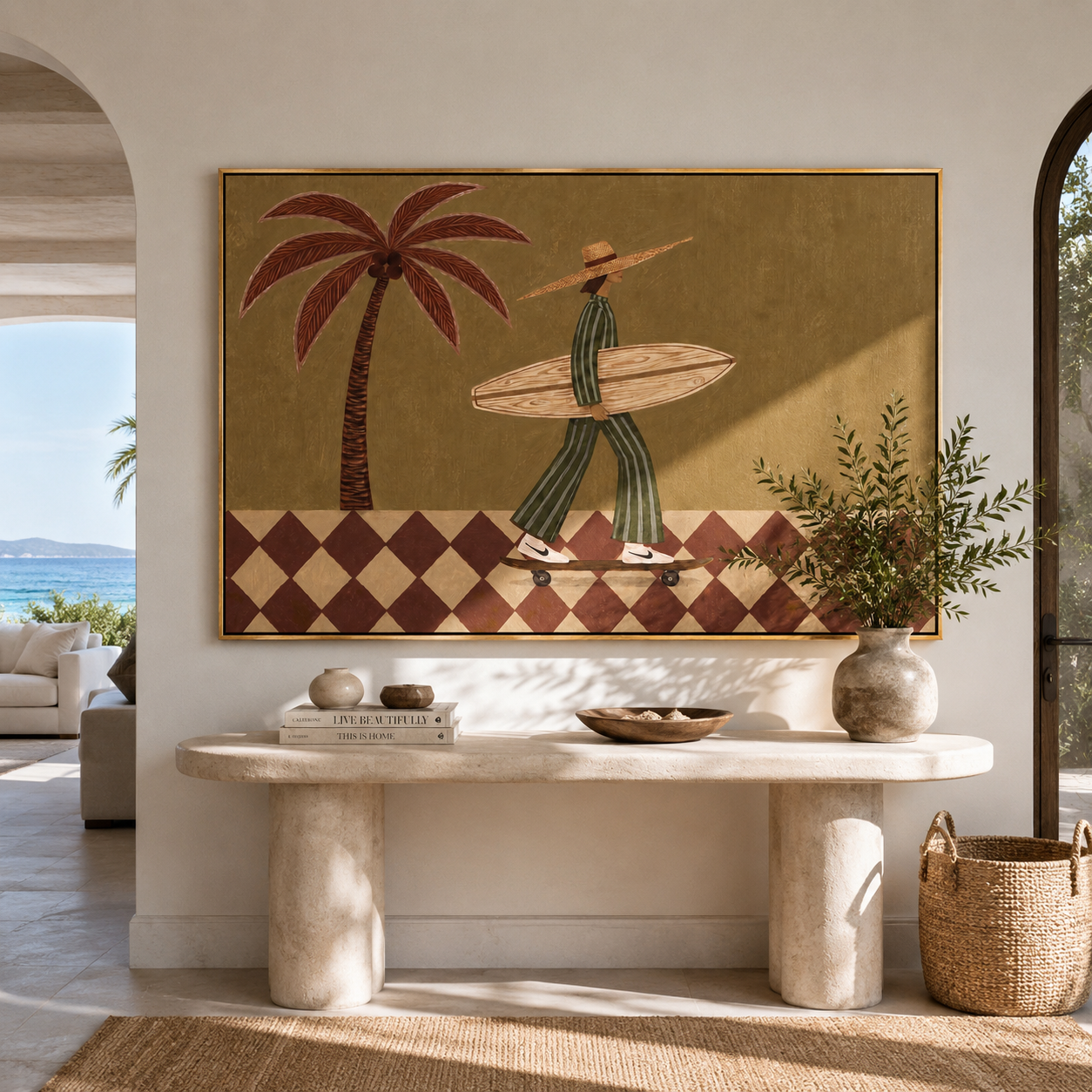 Checkerboard Wheels Chase Tide displayed in a warm contemporary interior