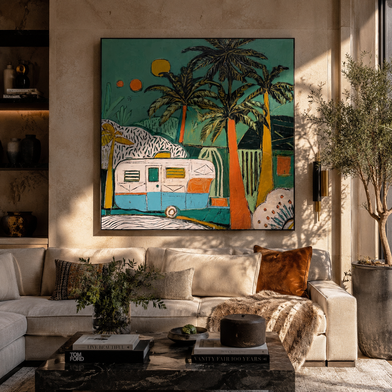 Turquoise Night Holds Caravan displayed as a modern room focal point