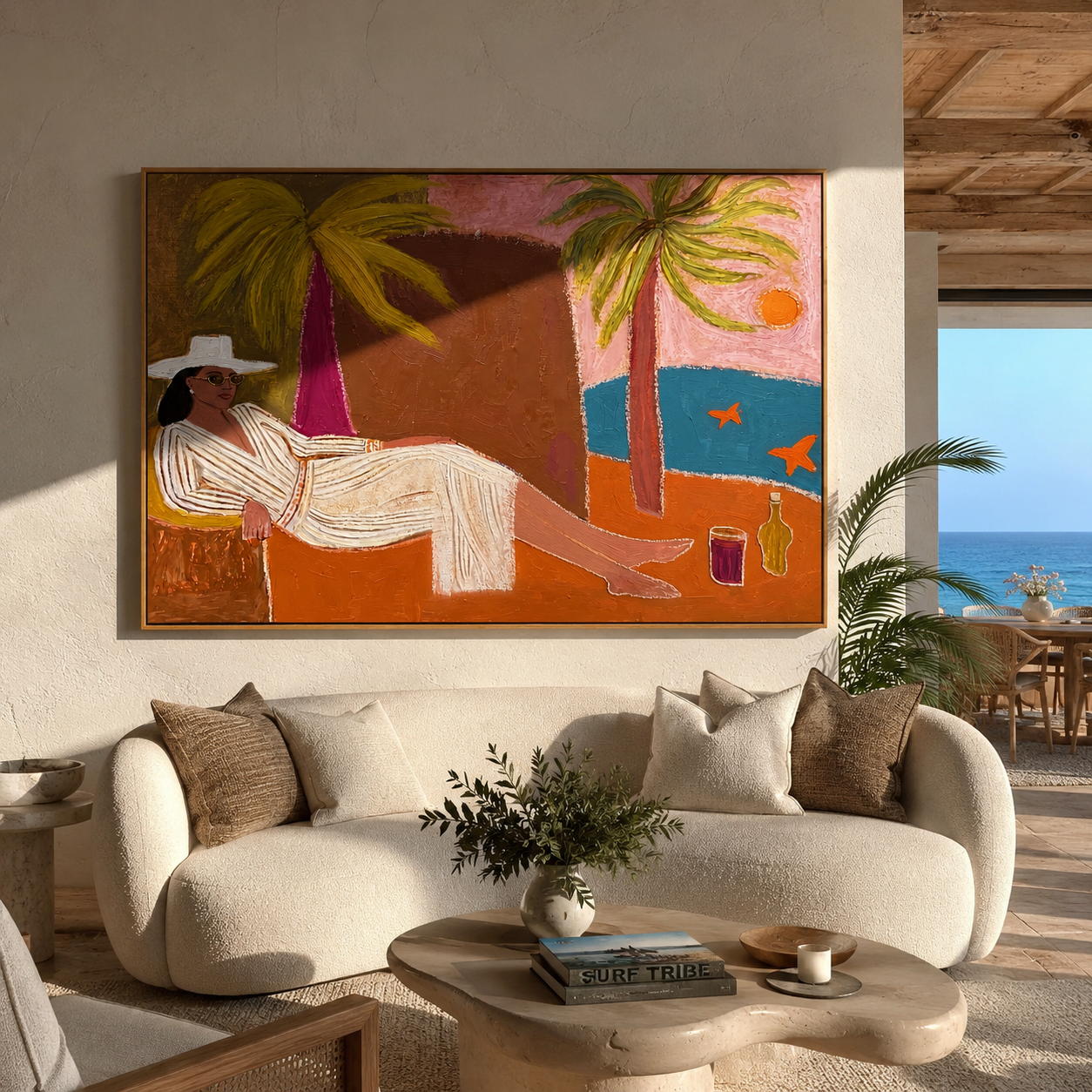 White Linen by Bay displayed in a warm contemporary interior