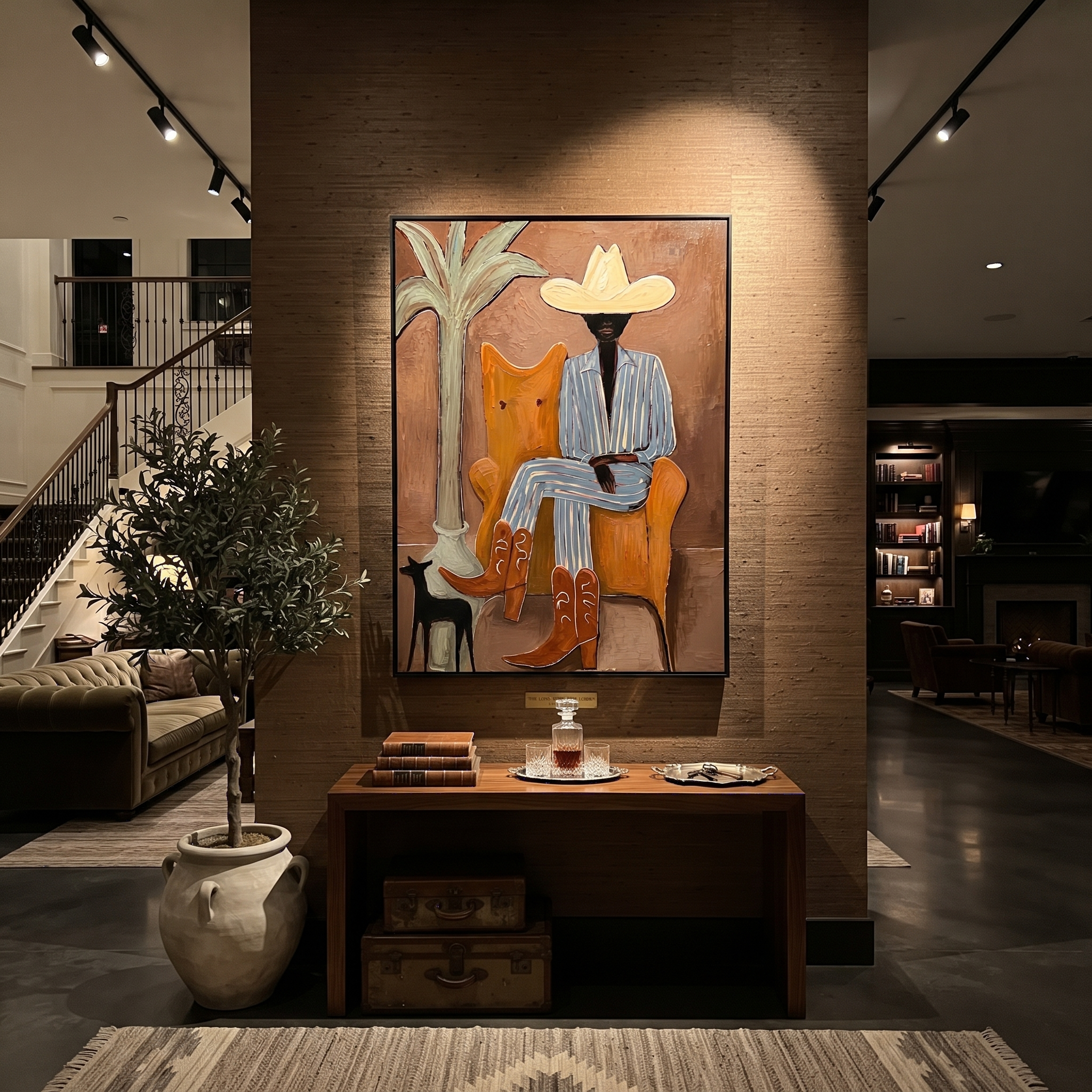 Striped Cowboy Keeps Watch displayed as a modern room focal point