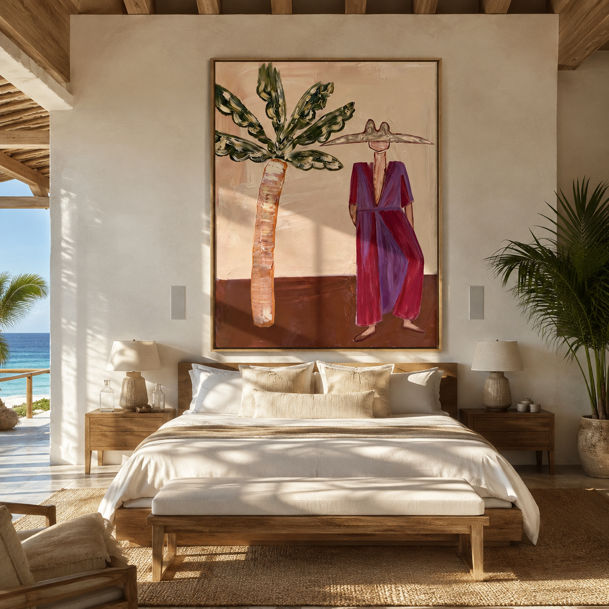 Magenta Brim Greets Palms displayed as a modern room focal point