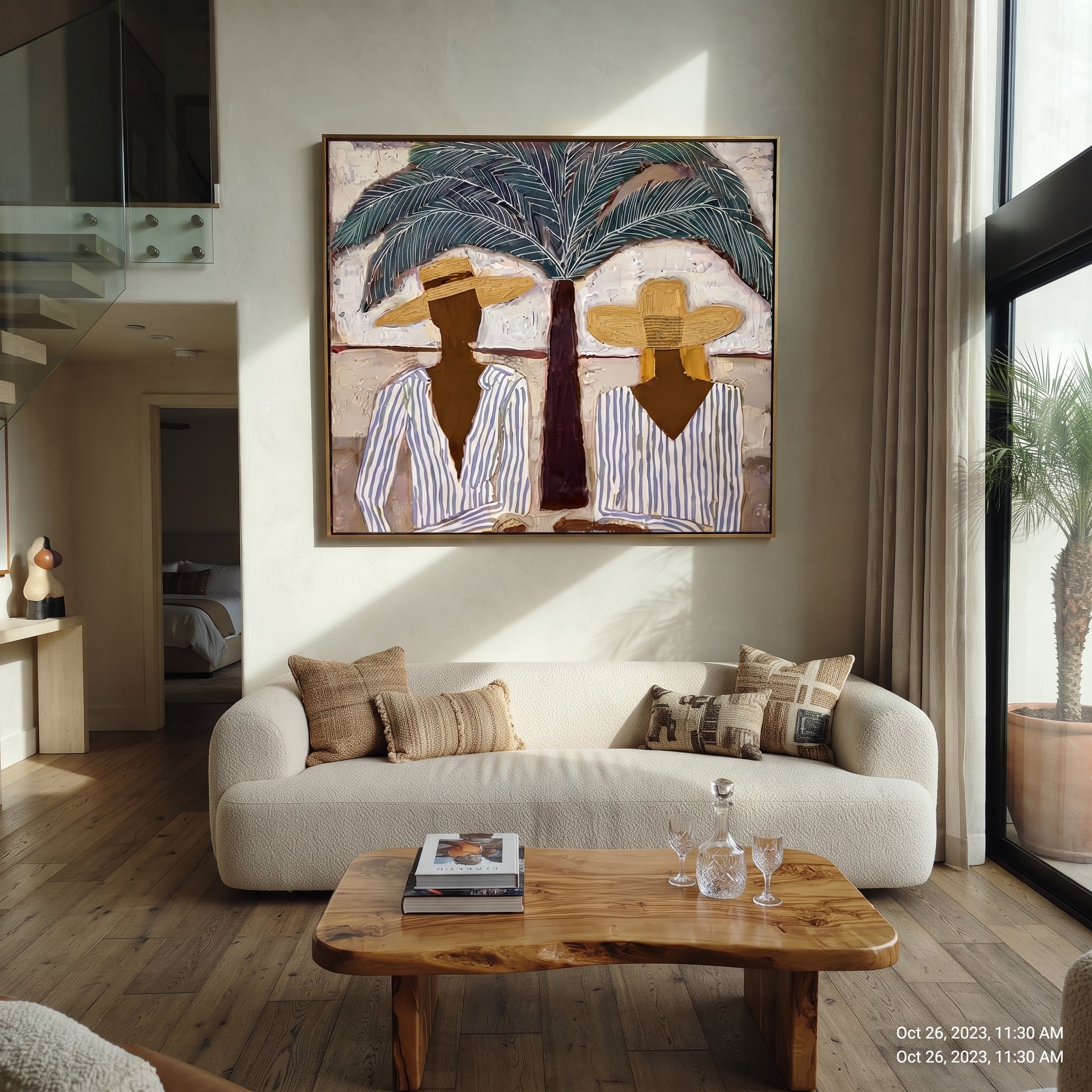 Palm Shade Sets Table styled in a layered residential interior