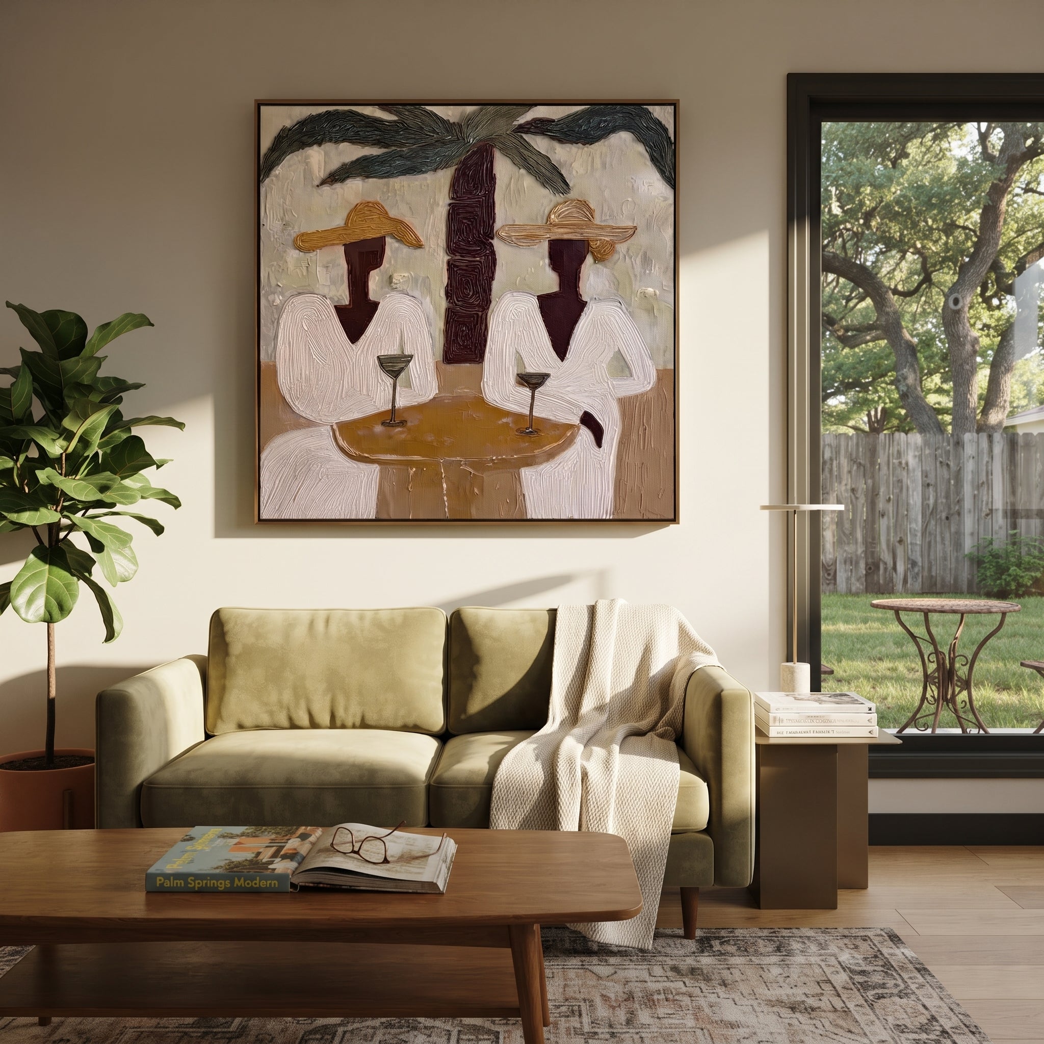 Two Cocktails Find Shade styled with neutral modern furnishings