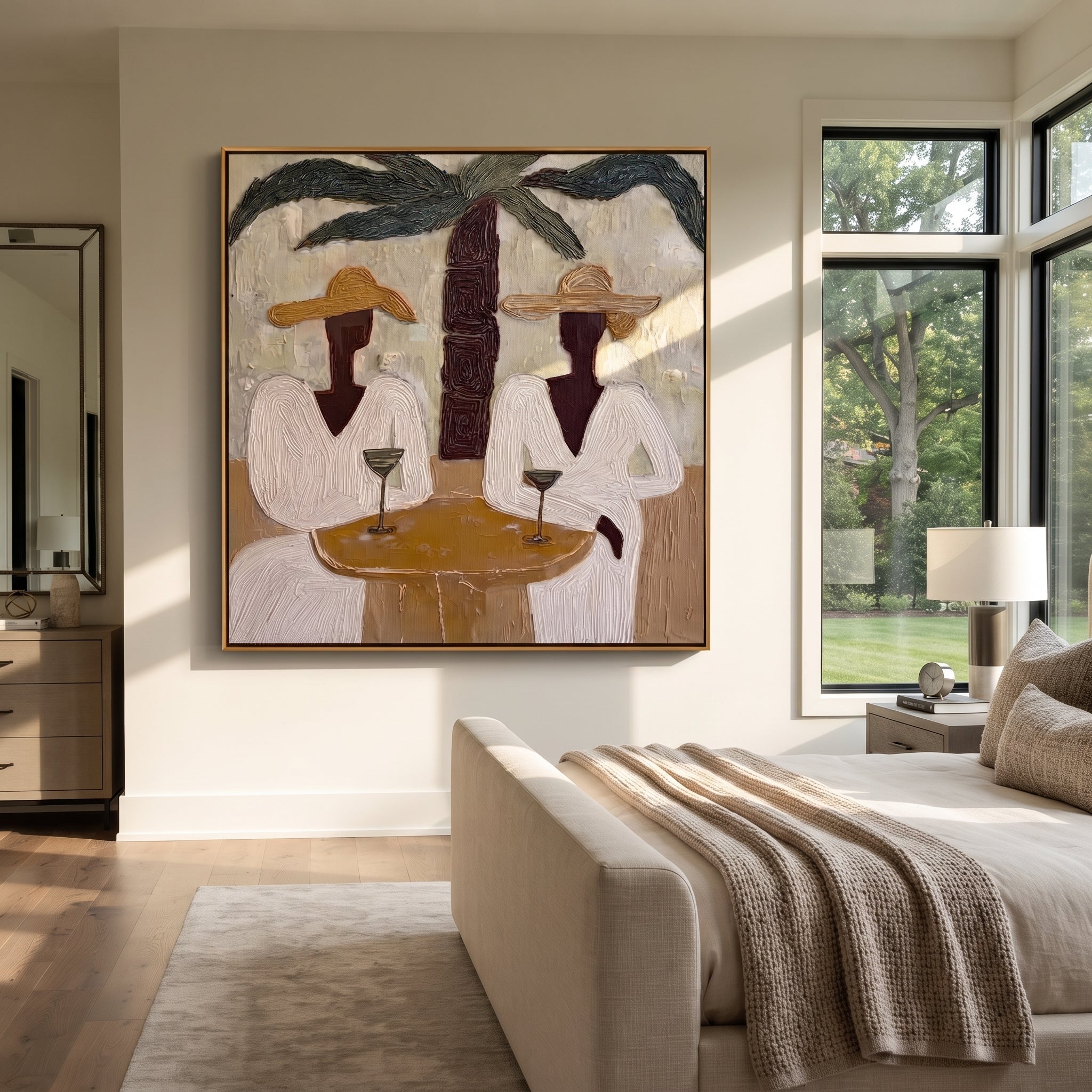 Two Cocktails Find Shade presented above a contemporary console