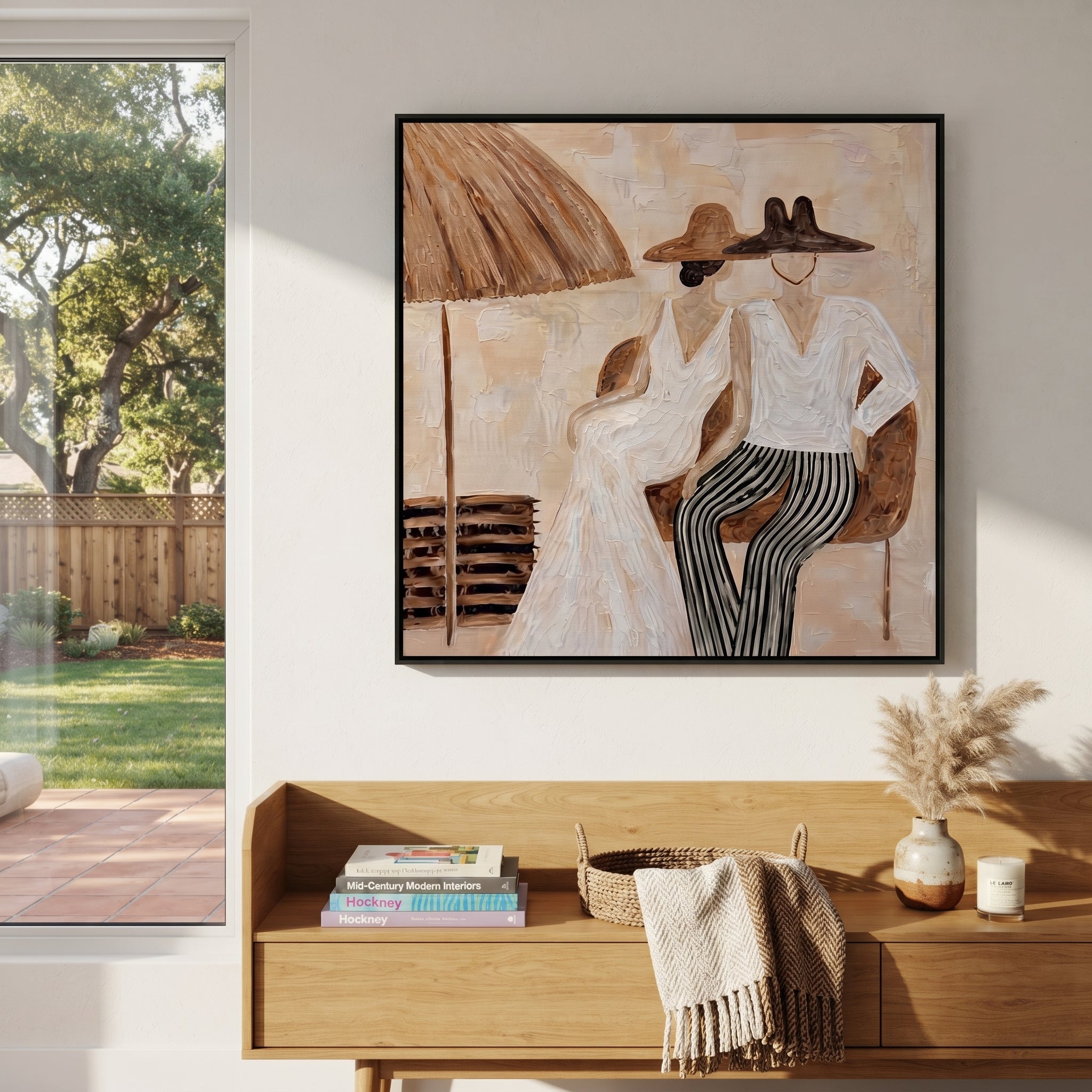 Parasol Holds Their Silence displayed in a warm contemporary interior