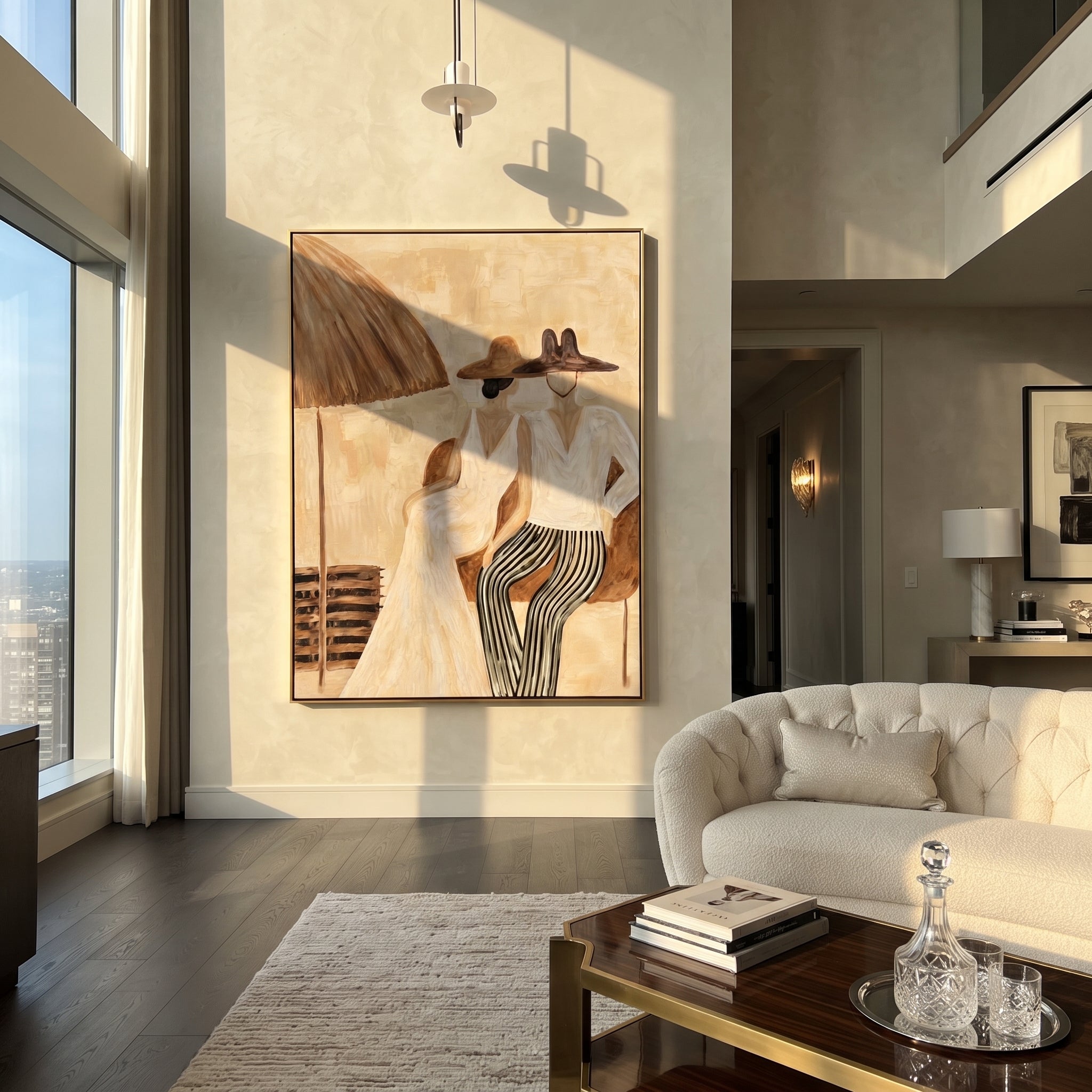 Stripes Lean Into Ivory displayed as a modern room focal point