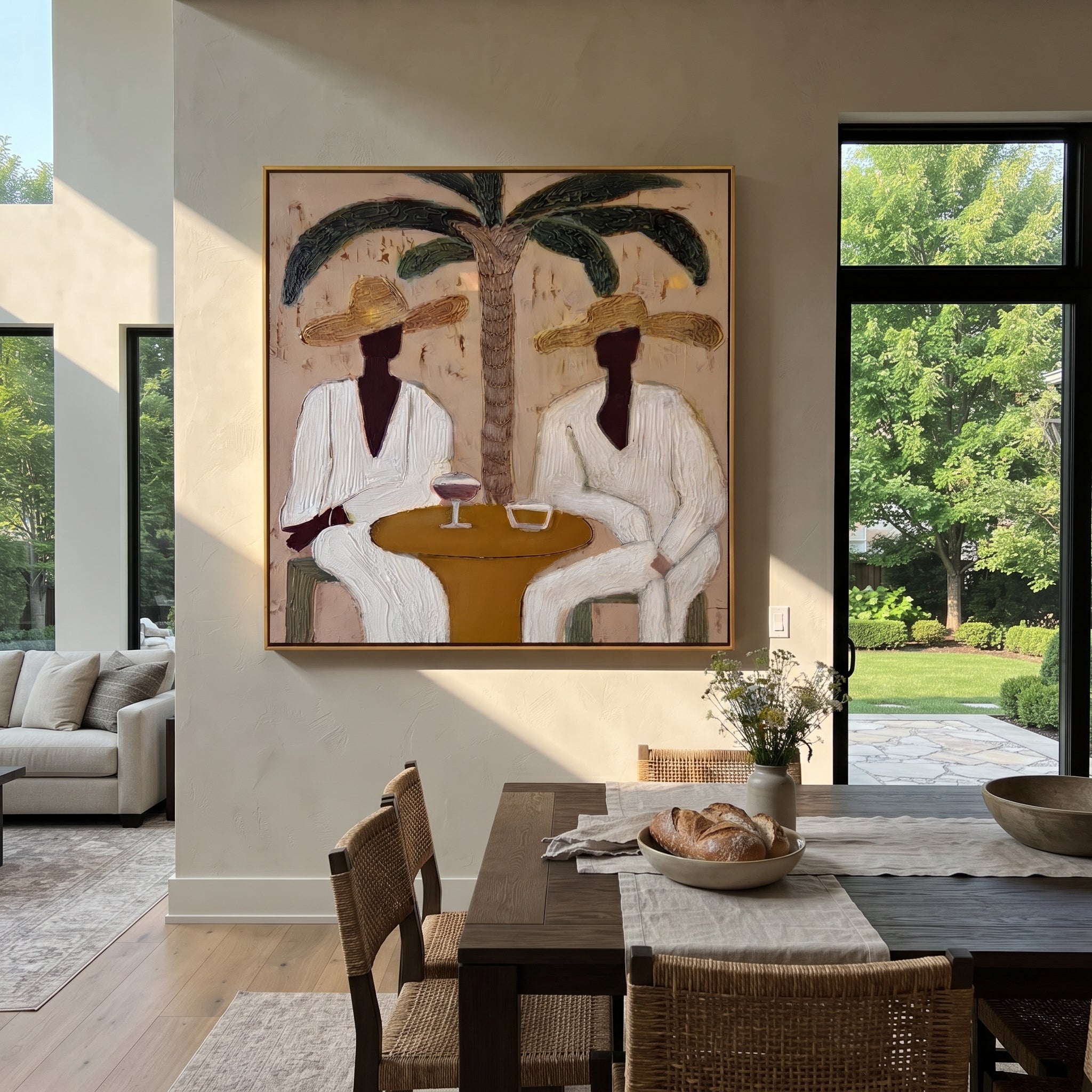 Palm Lunch Slows Time presented above a contemporary console