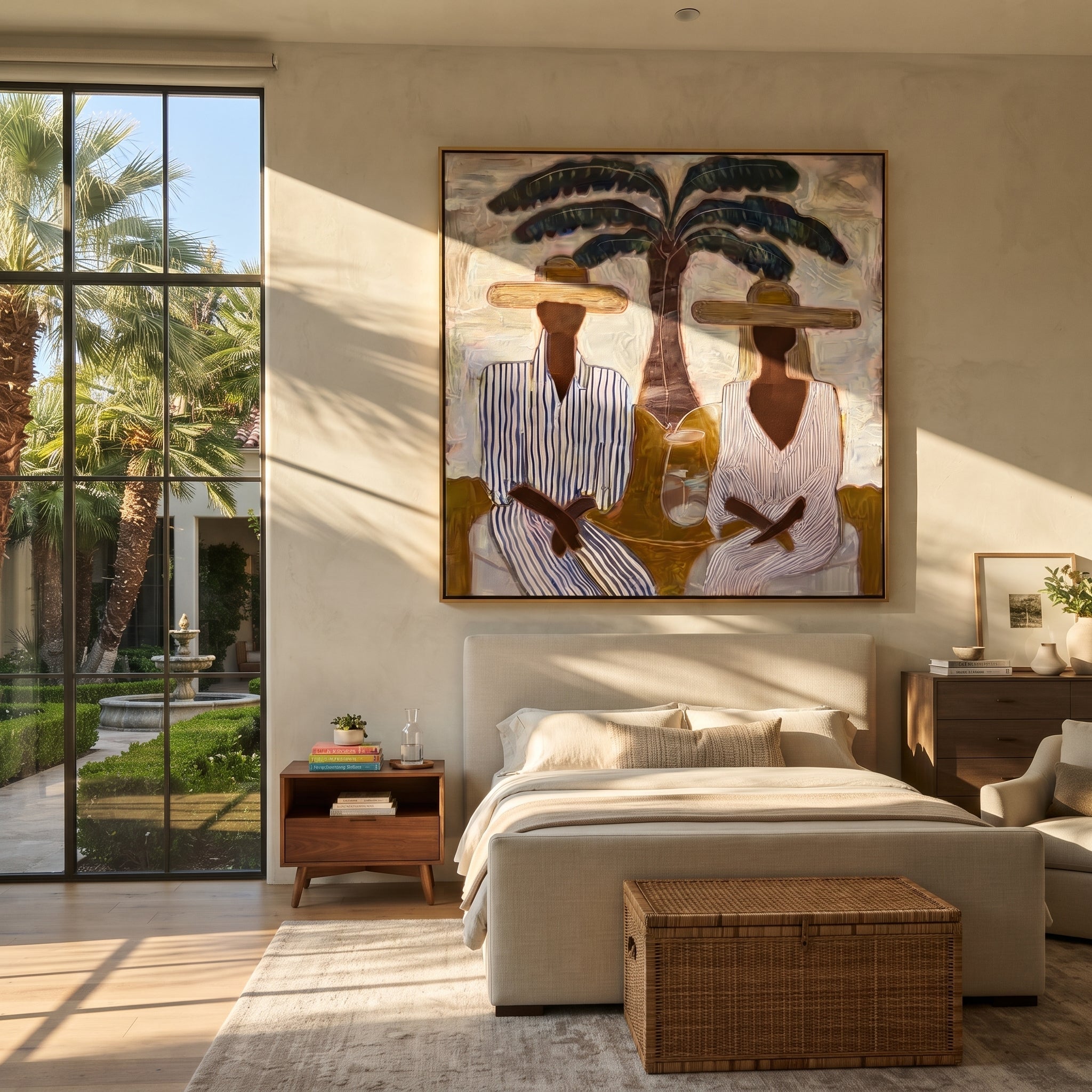 Striped Company Greets Noon displayed in a warm contemporary interior