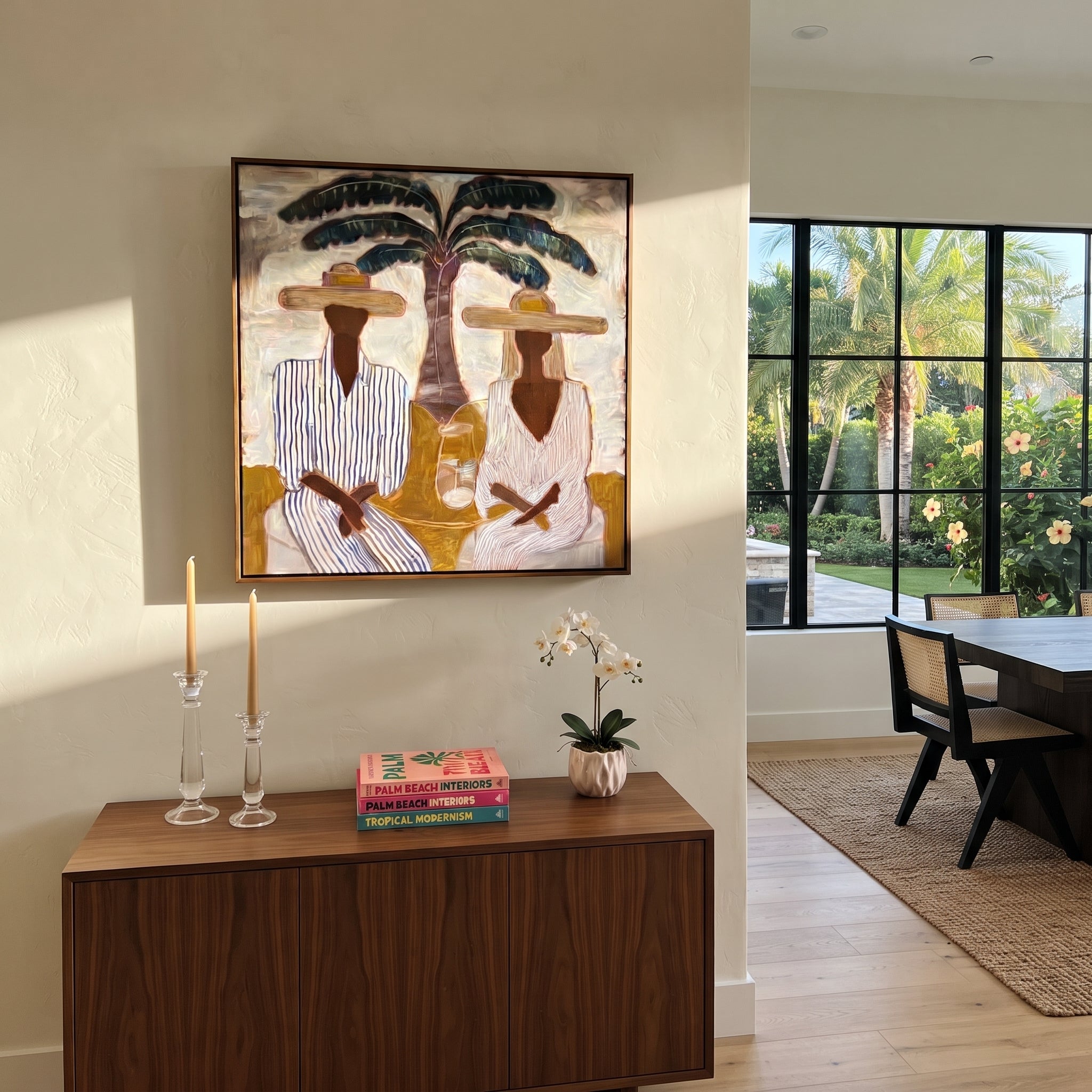 Striped Company Greets Noon displayed as a modern room focal point