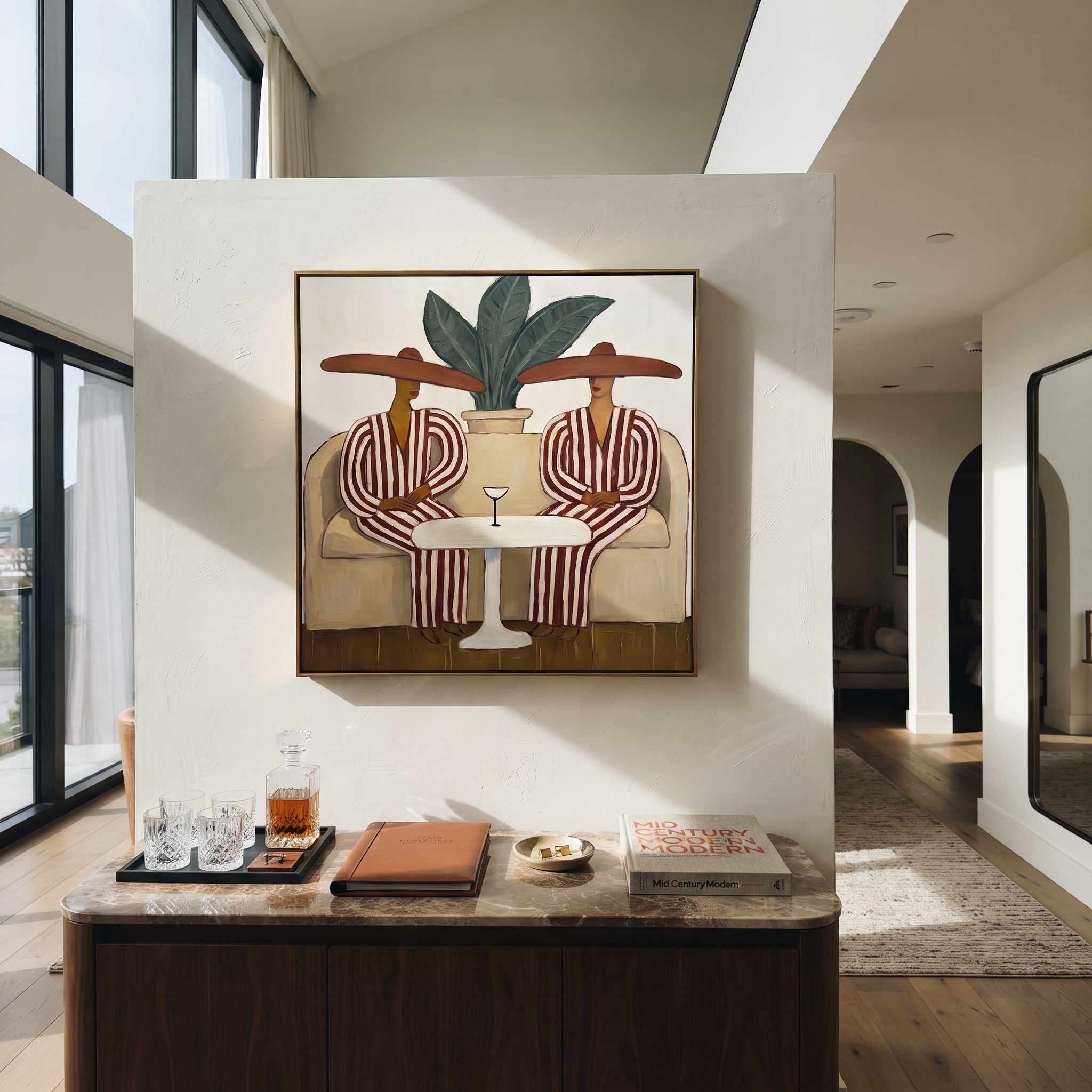 Red Stripes Wait Together displayed as a modern room focal point