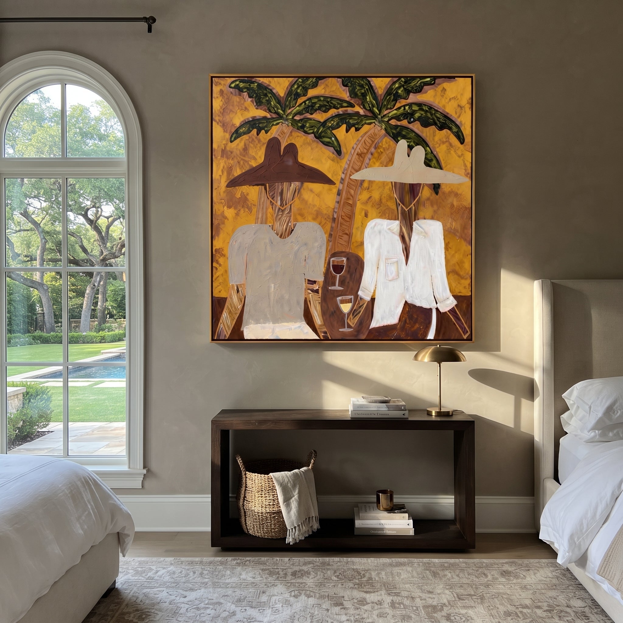 White Jackets Hold Sunset presented above a contemporary console