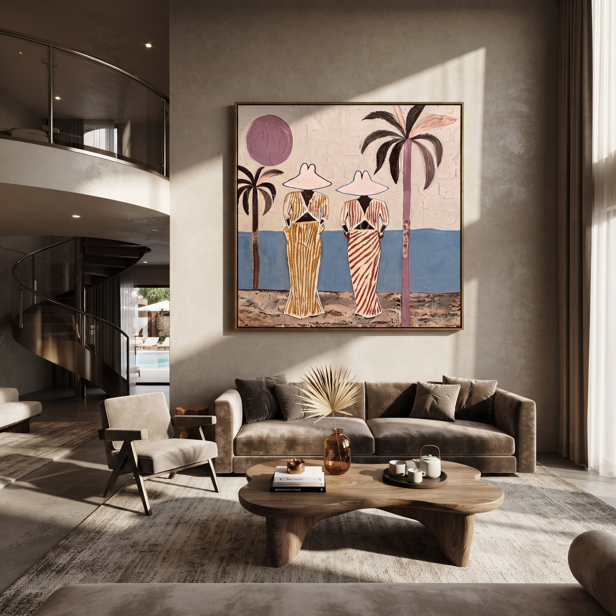 Striped Figures Face Tide displayed as a modern room focal point