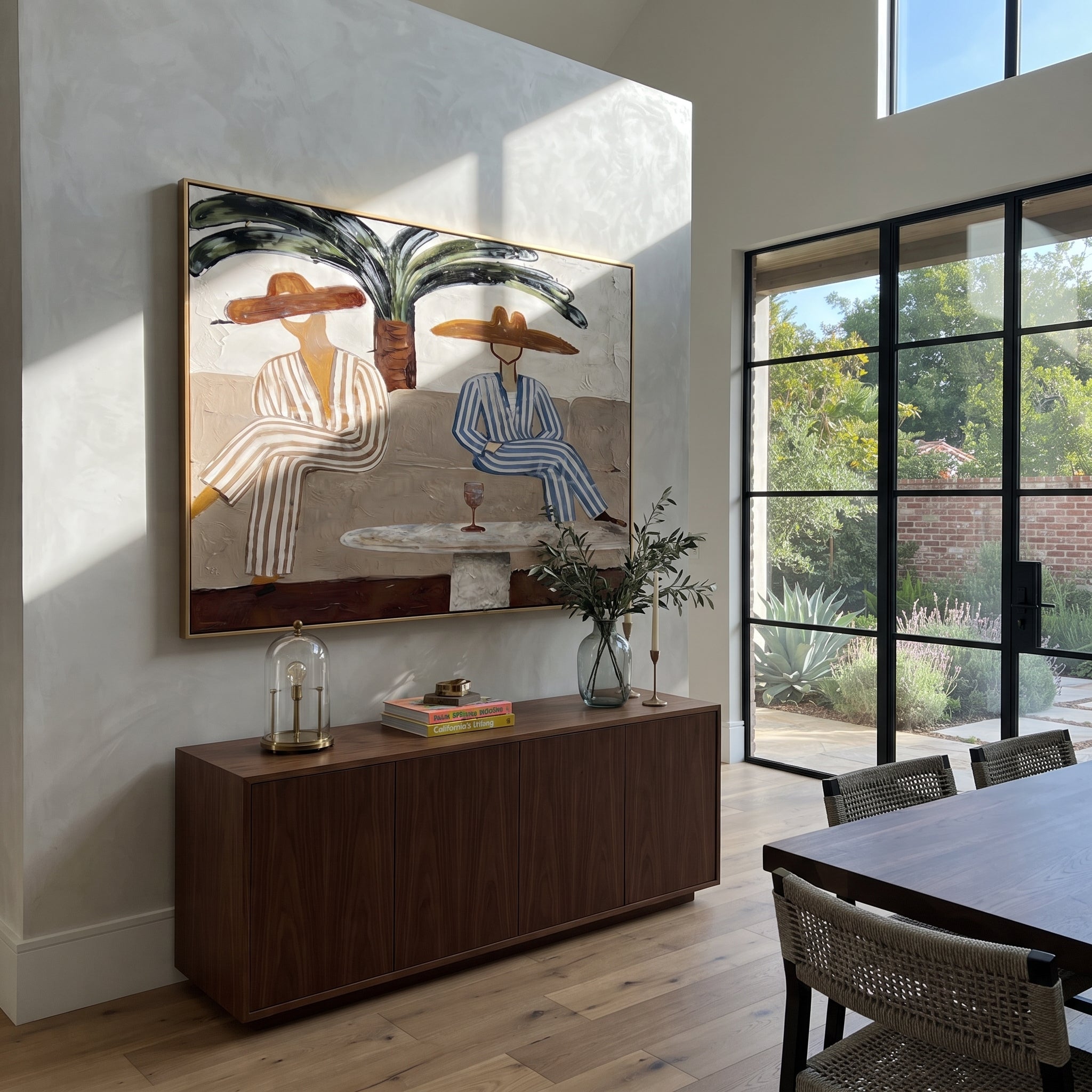 Palm Shade Holds Stripes displayed as a modern room focal point