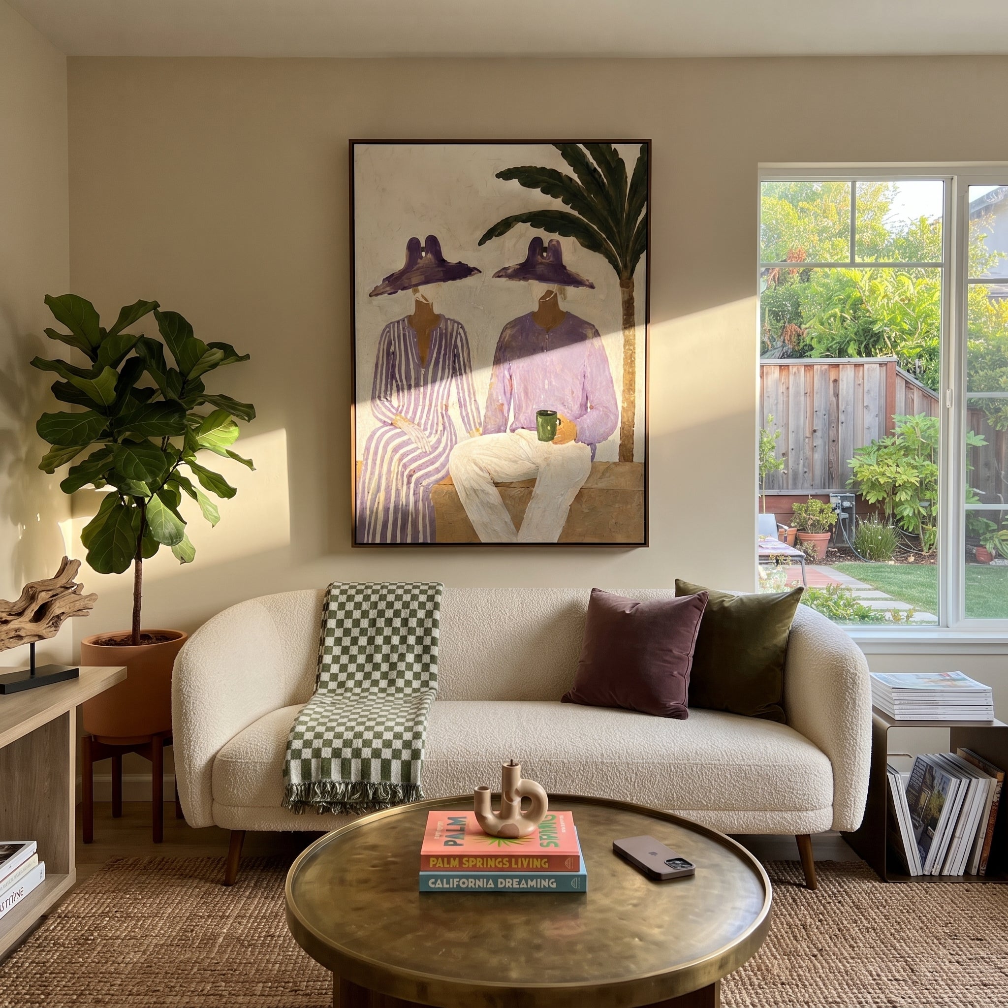 Purple Hats Share Coffee styled with neutral modern furnishings