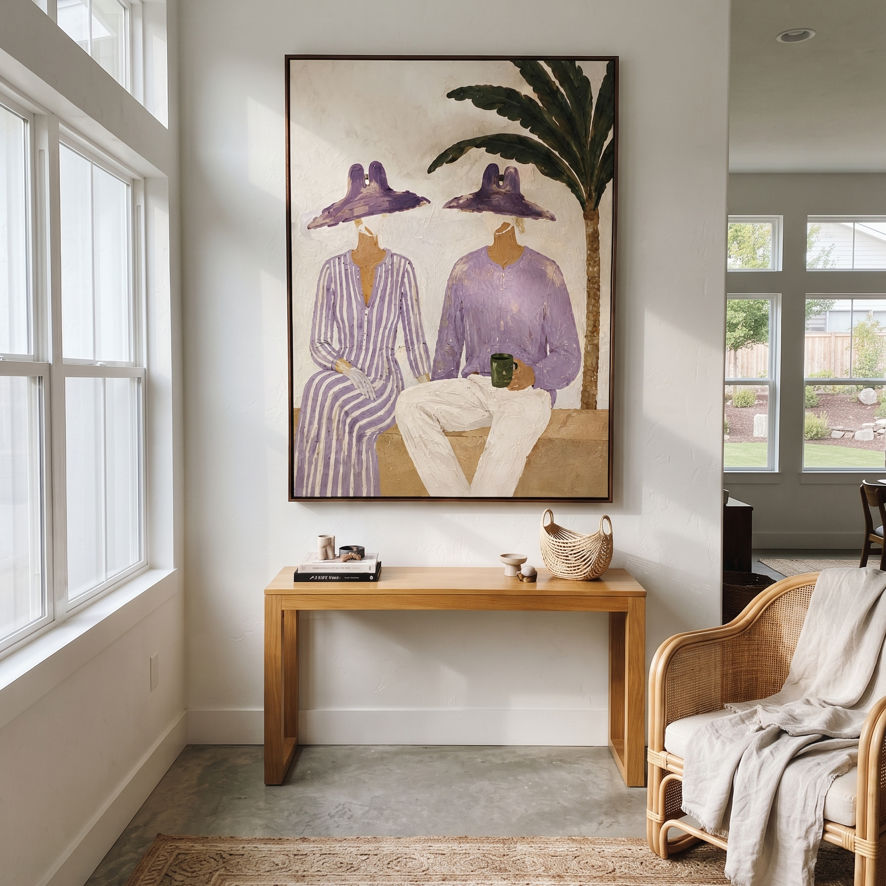 Purple Hats Share Coffee displayed as a modern room focal point