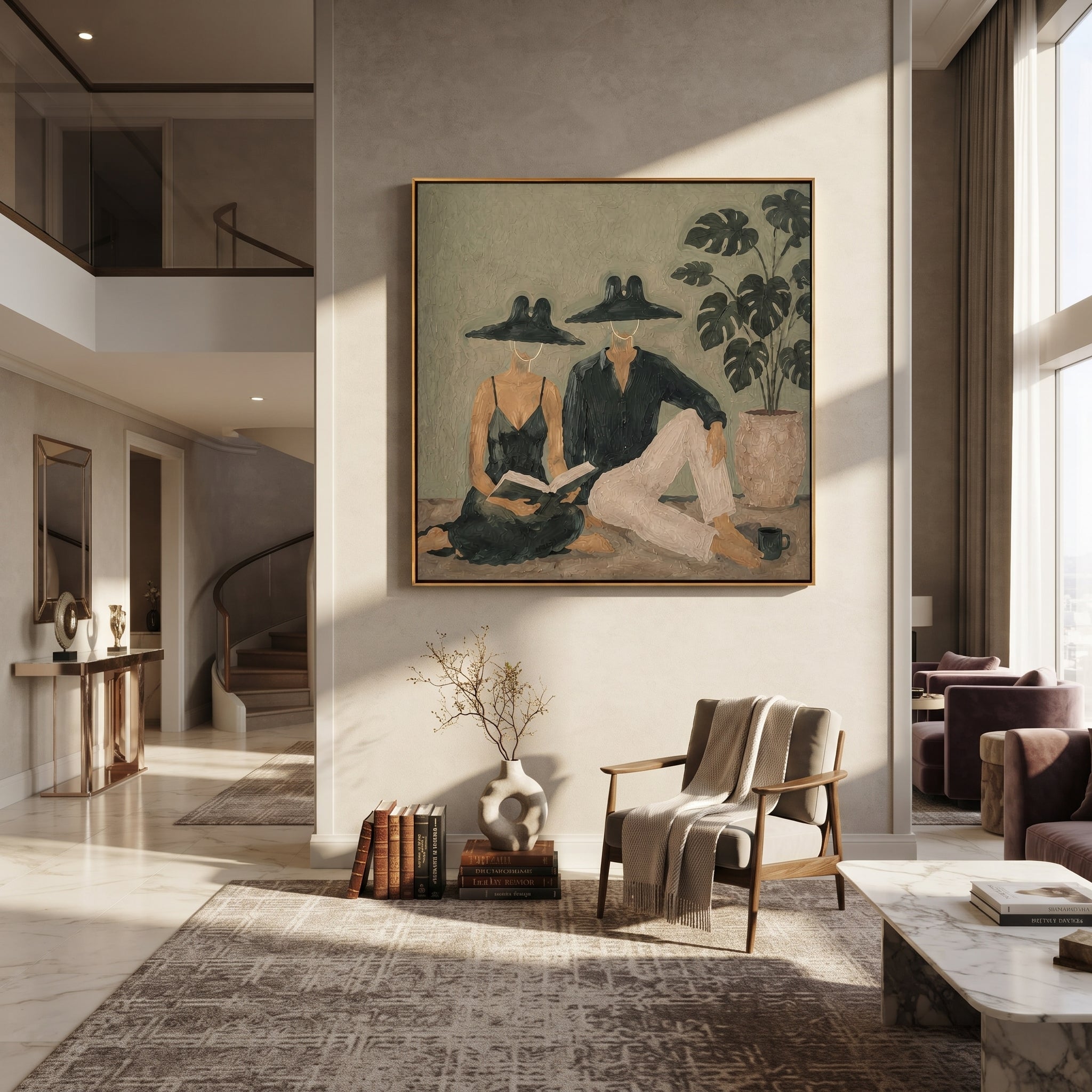 Black Hats Read Together displayed in a warm contemporary interior