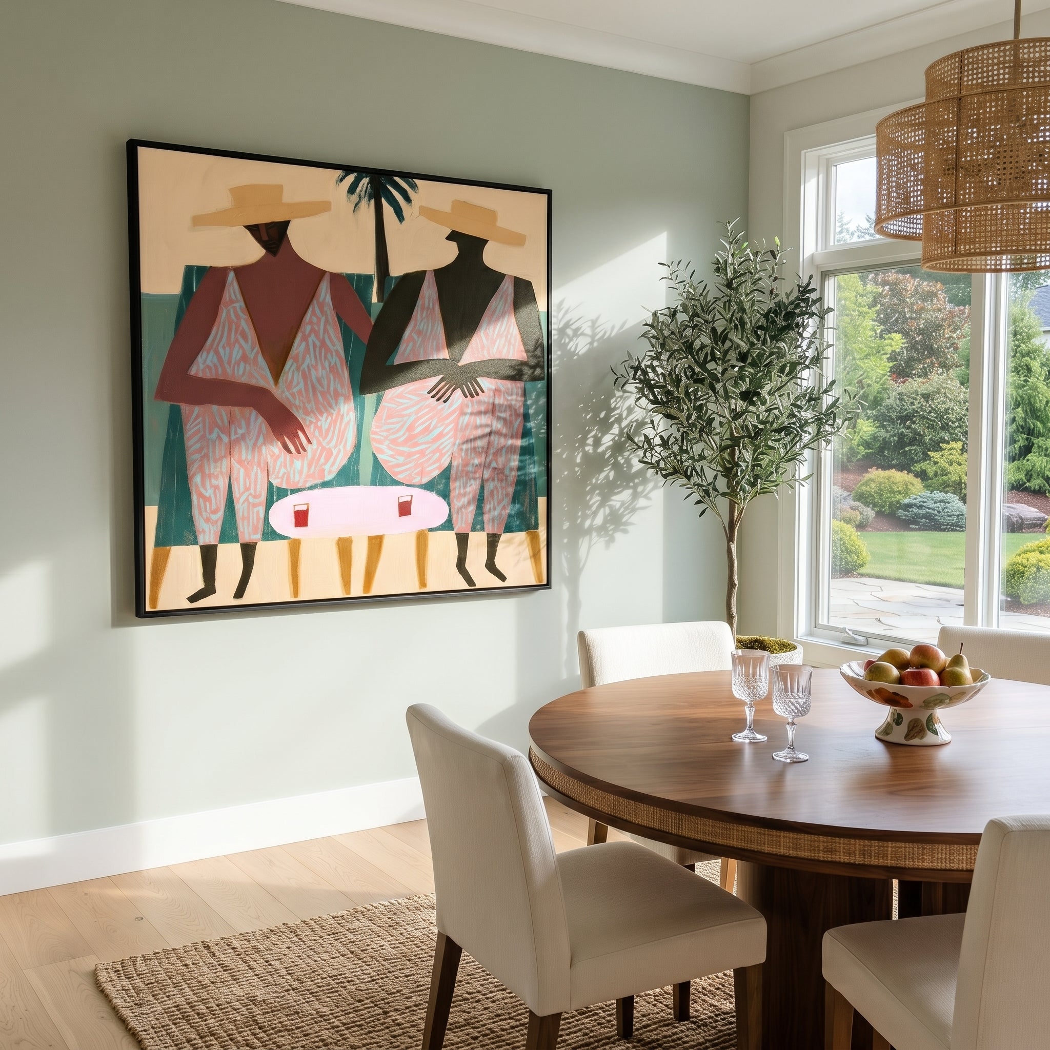 Palm Shade Holds Conversation displayed as a modern room focal point