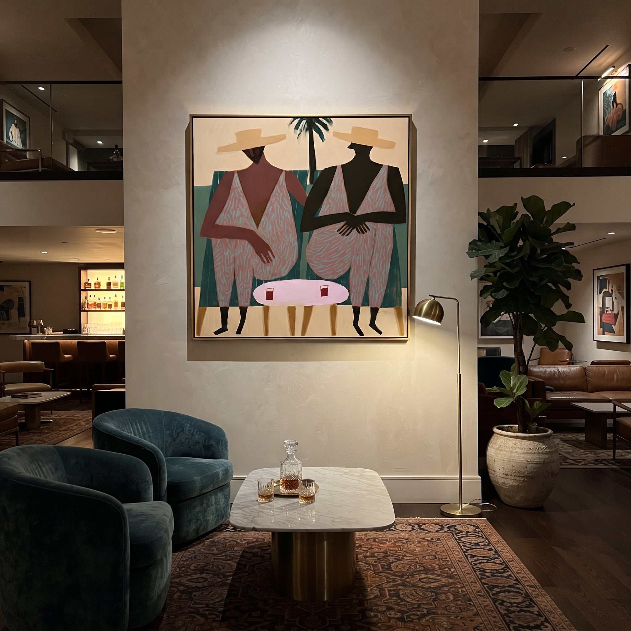 Palm Shade Holds Conversation styled in a layered residential interior