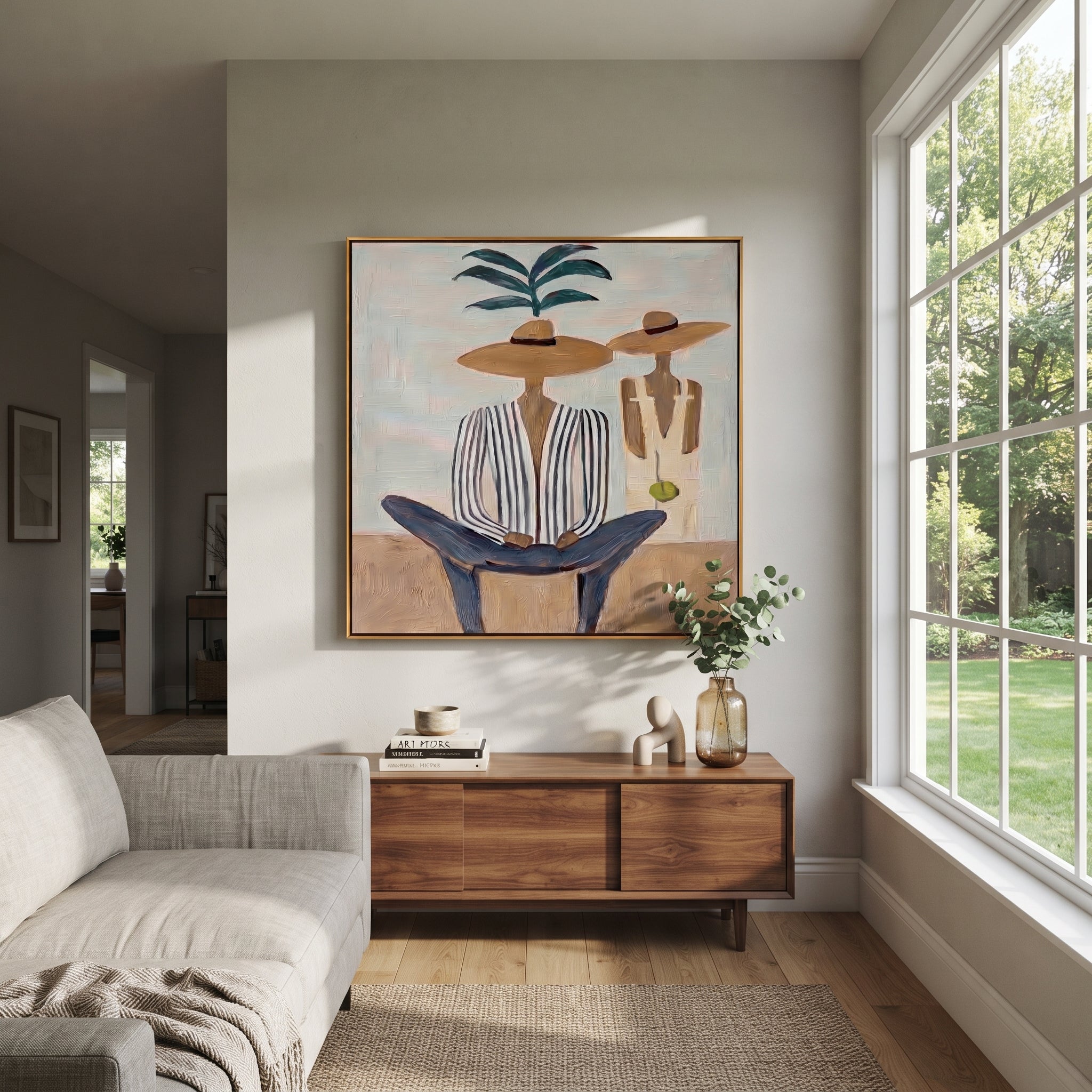 Palm Shade Holds Company displayed in a warm contemporary interior
