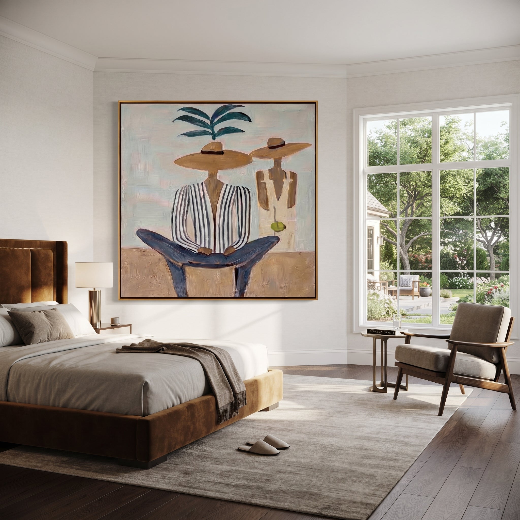 Palm Shade Holds Company presented above a contemporary console