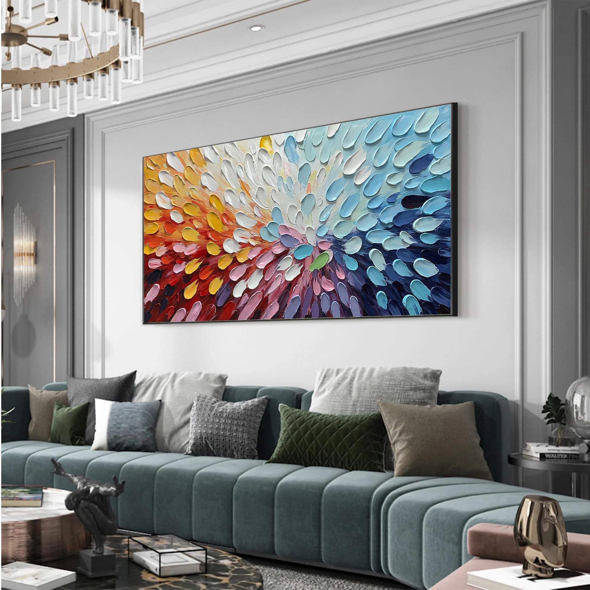 Vivid Surge – Colorful Impasto Palette Knife Abstract Painting | Bold Abstract Palette Knife Living Room Art