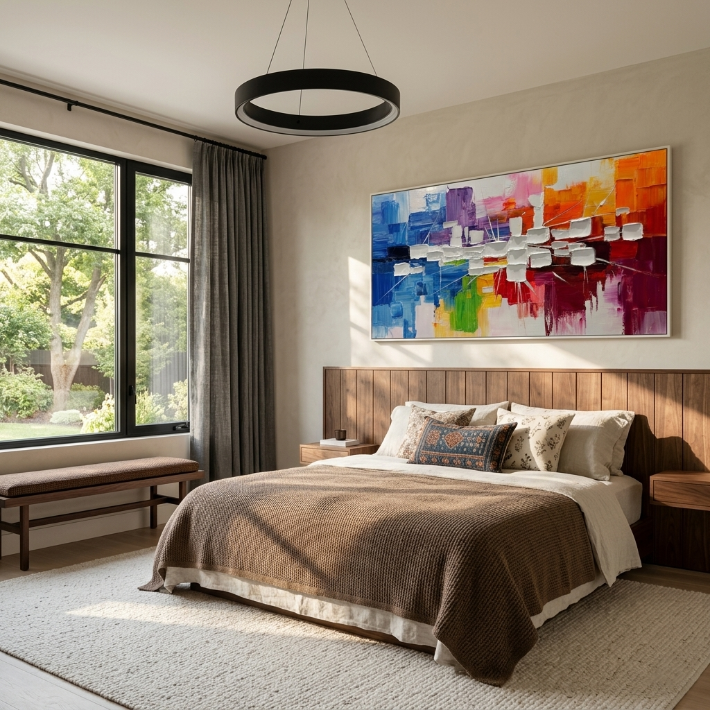 Vibrant Rhythm – Modern Colorful Impasto Abstract Canvas | Energetic Living Room Wall Art