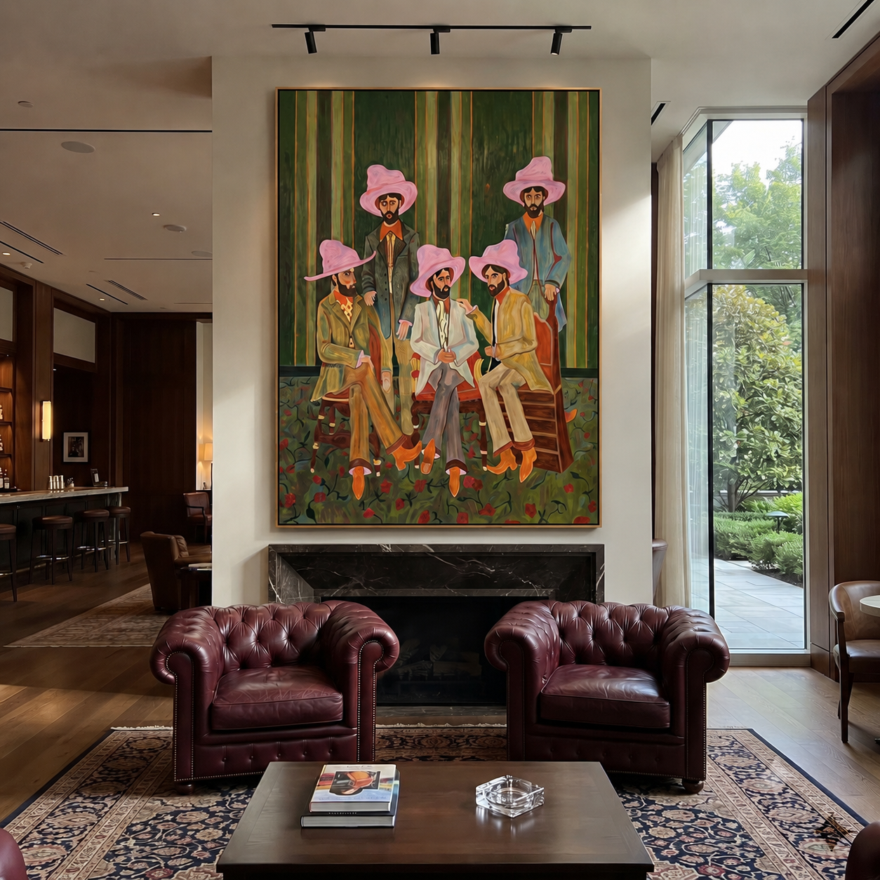 Pink Hats at Dawn styled with warm modern furnishings