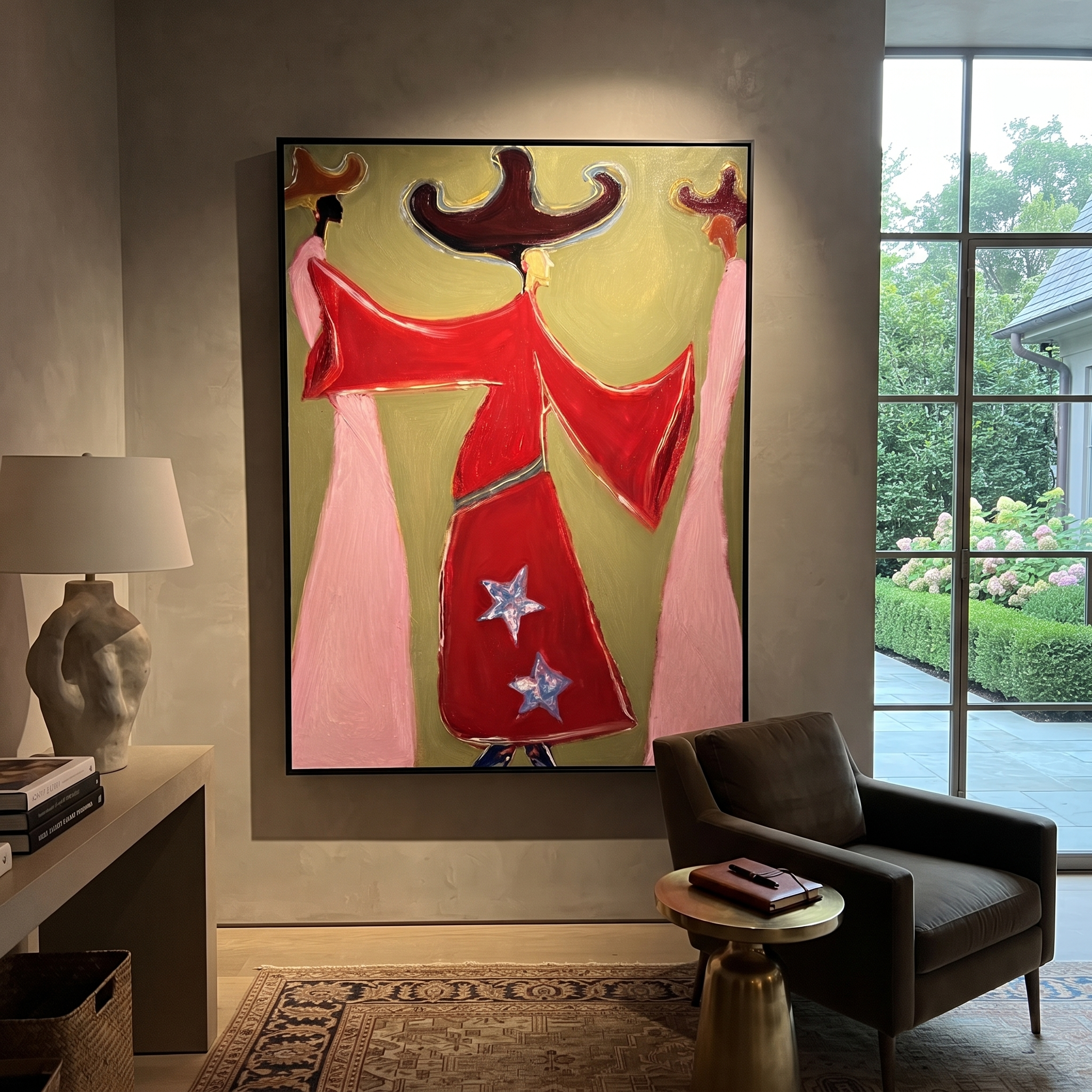 Red Coats Turn Wind presented as a colorful interior focal point