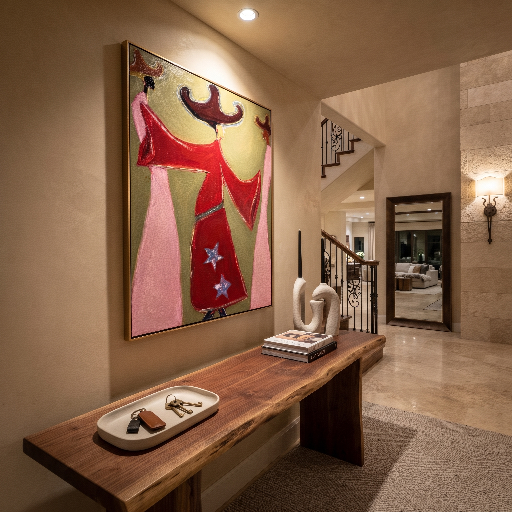 Red Coats Turn Wind displayed in a layered residential setting