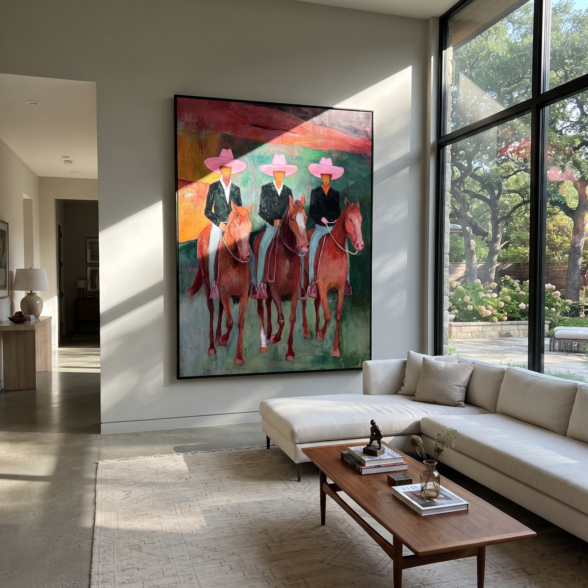 Pink Hats Ride Together presented as a colorful interior focal point
