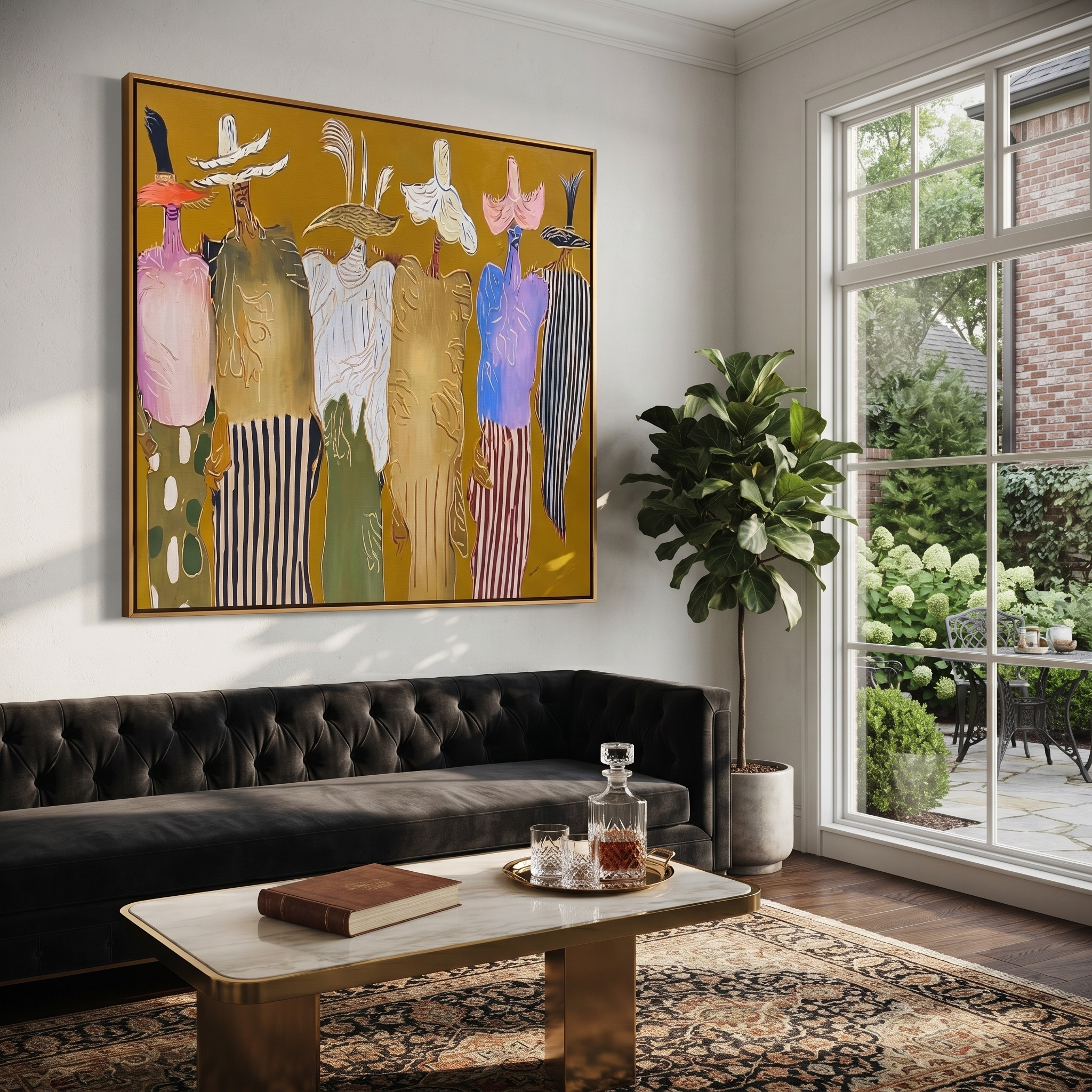 Feathered Hats Form Chorus styled with warm modern furnishings