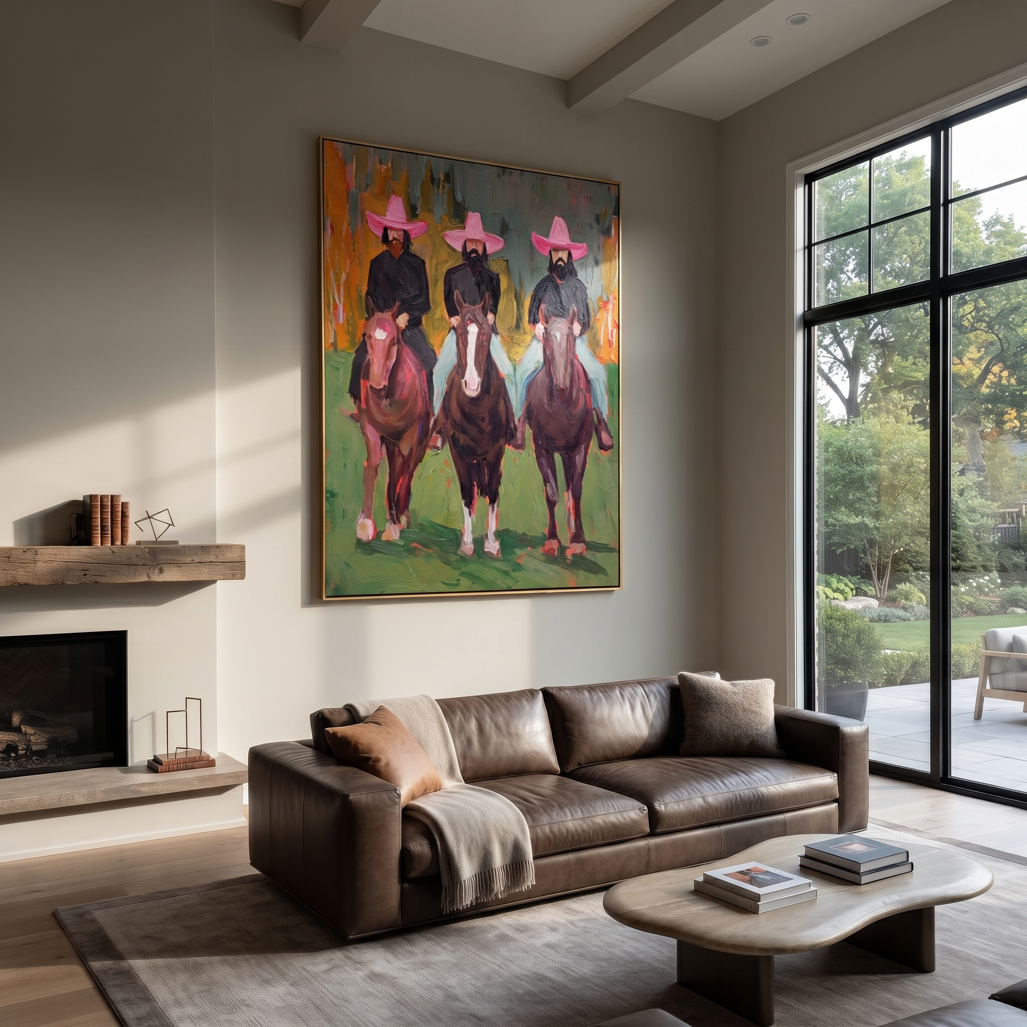 Three Hats Ride Forward presented as a colorful interior focal point