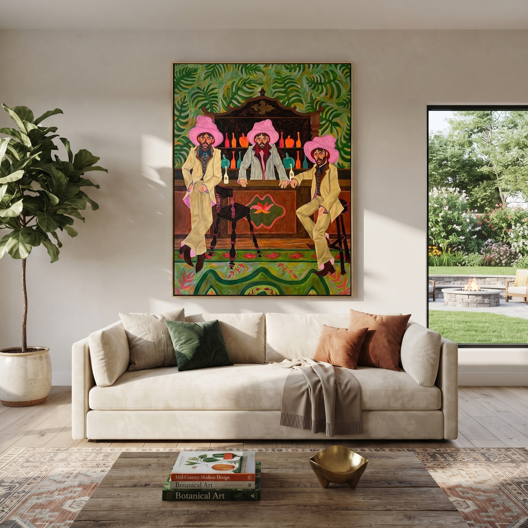 Pink Hats Guard Bottles displayed in a layered residential setting