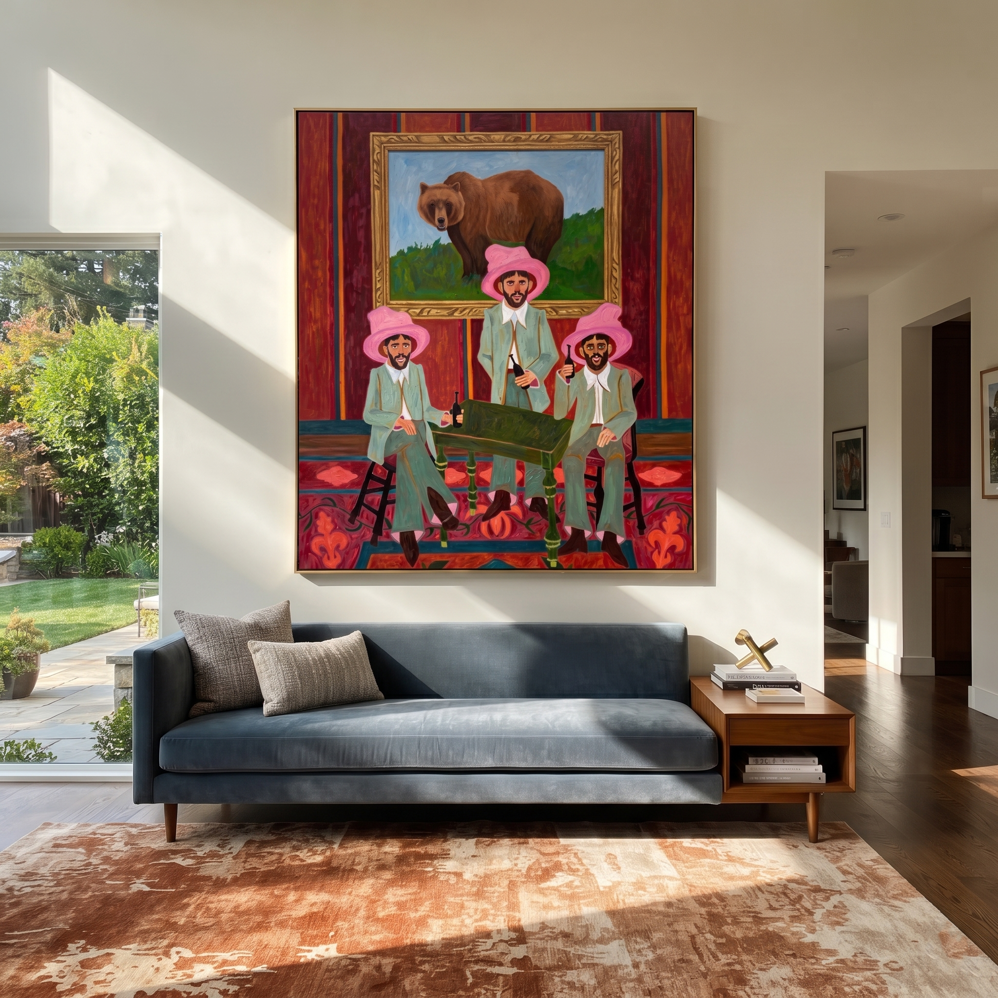 Bear Watches Pink Company displayed in a layered residential setting