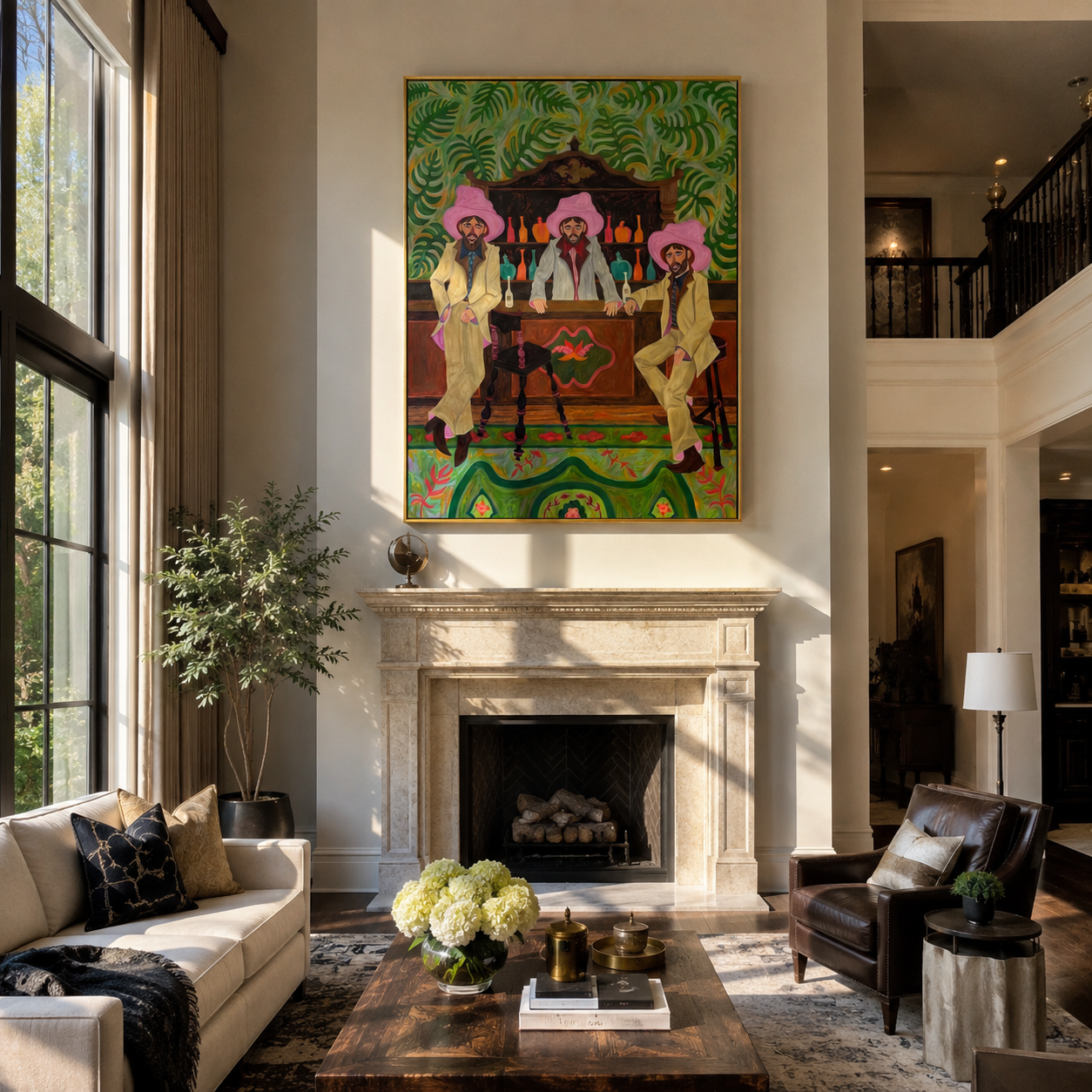 Pink Hats Keep Bar presented as a colorful interior focal point