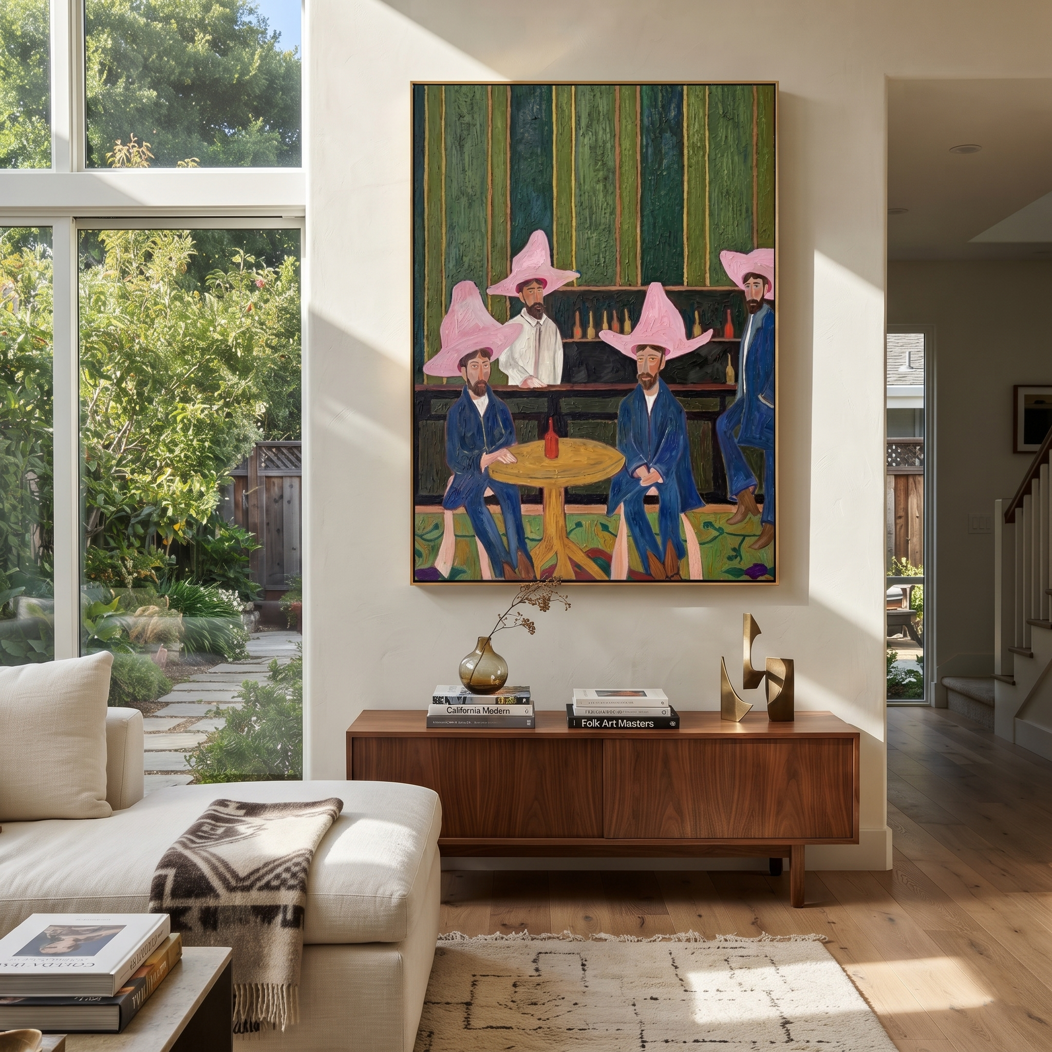 Blue Suits Wait Tables displayed in a collected contemporary interior