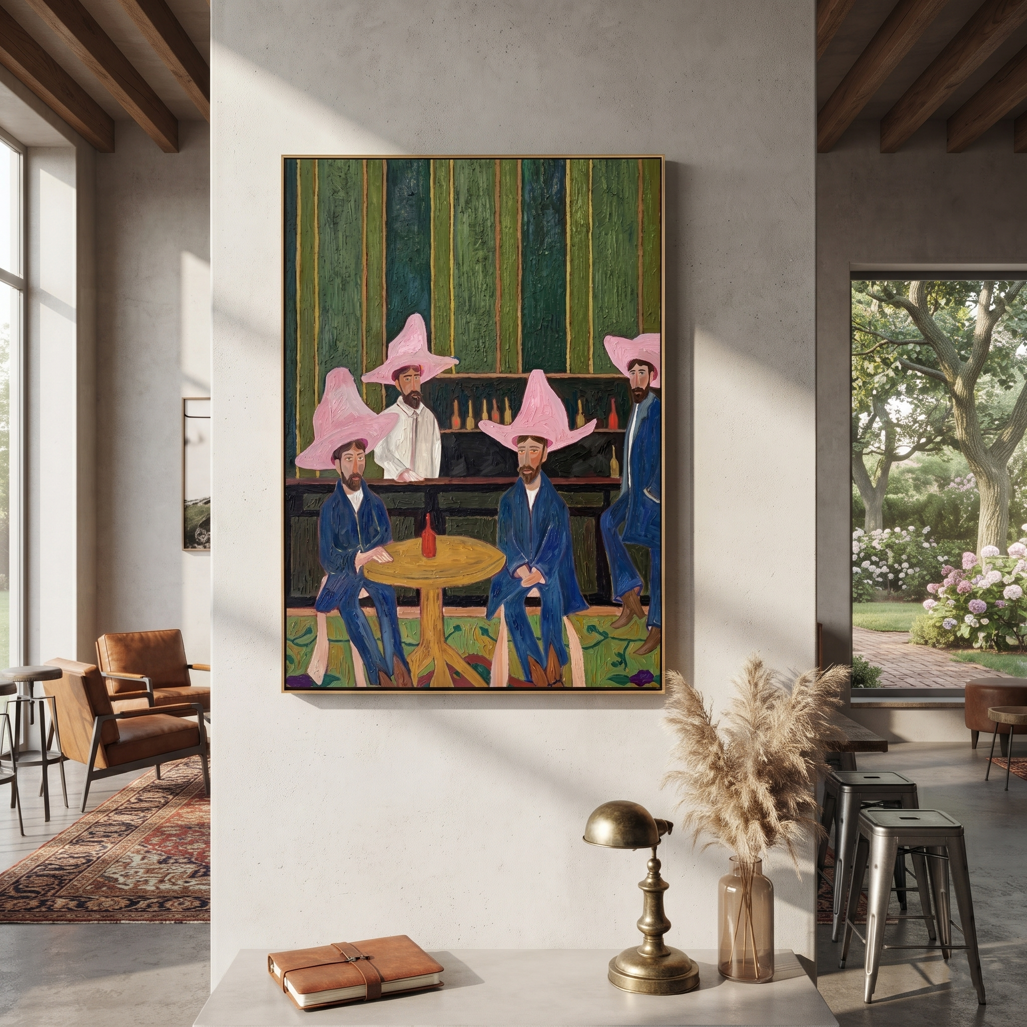 Blue Suits Wait Tables presented as a colorful interior focal point