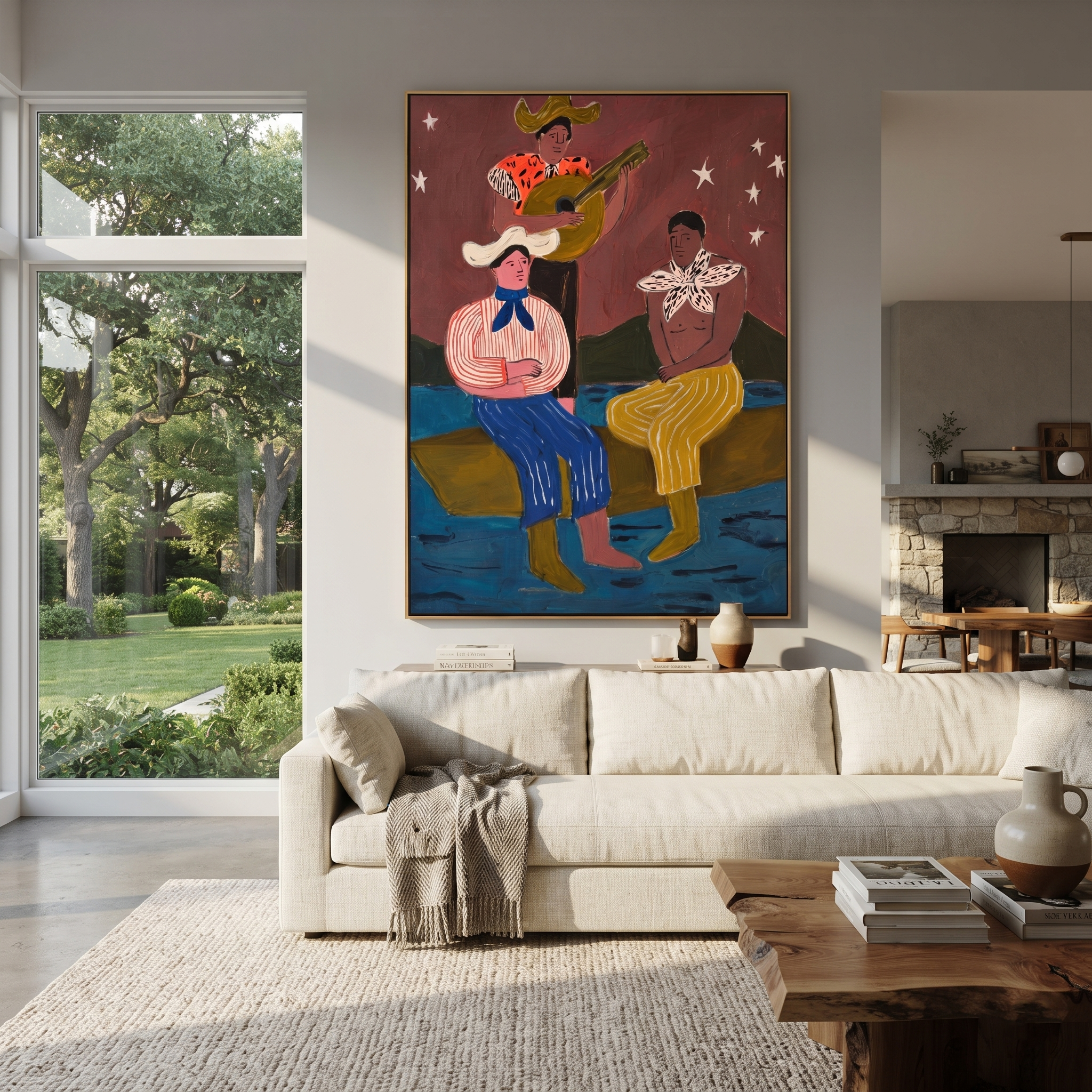 Guitar Sings Under Stars displayed in a collected contemporary interior