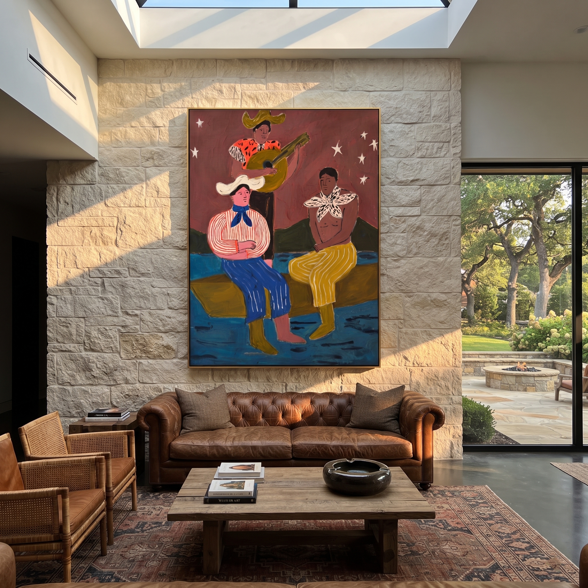 Guitar Sings Under Stars styled with warm modern furnishings